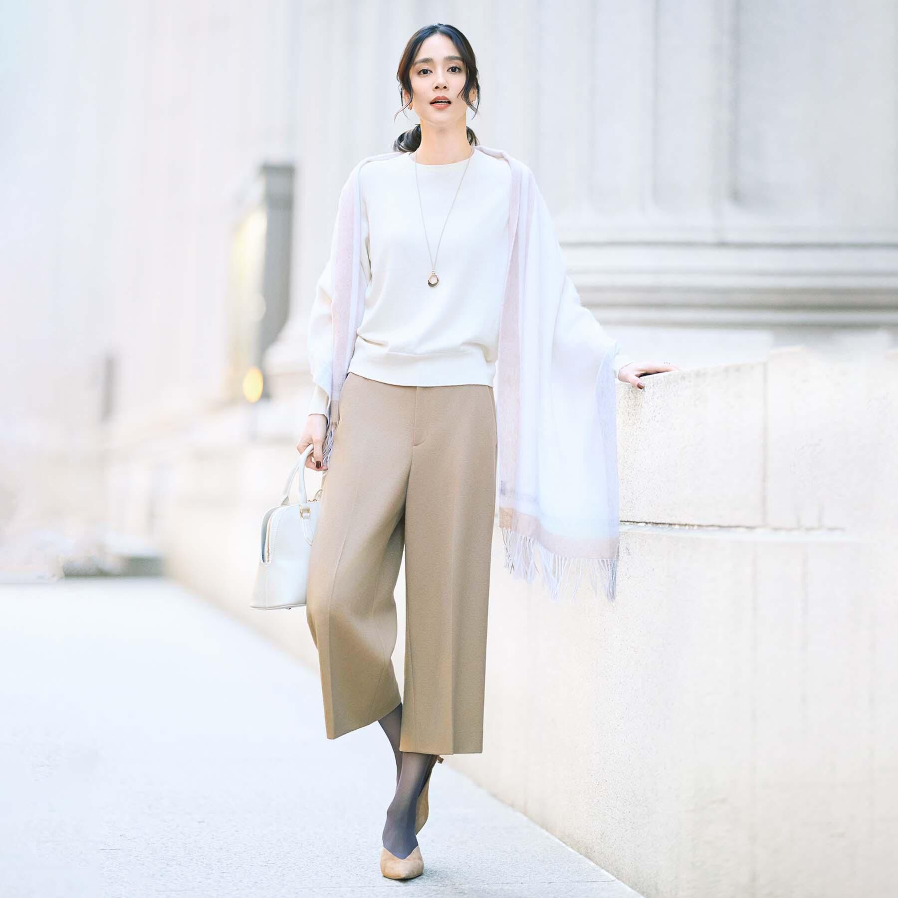 UNTITLED「【ウール100%/ウエスト後ろゴム】 クロップドワイドパンツ」|その他|