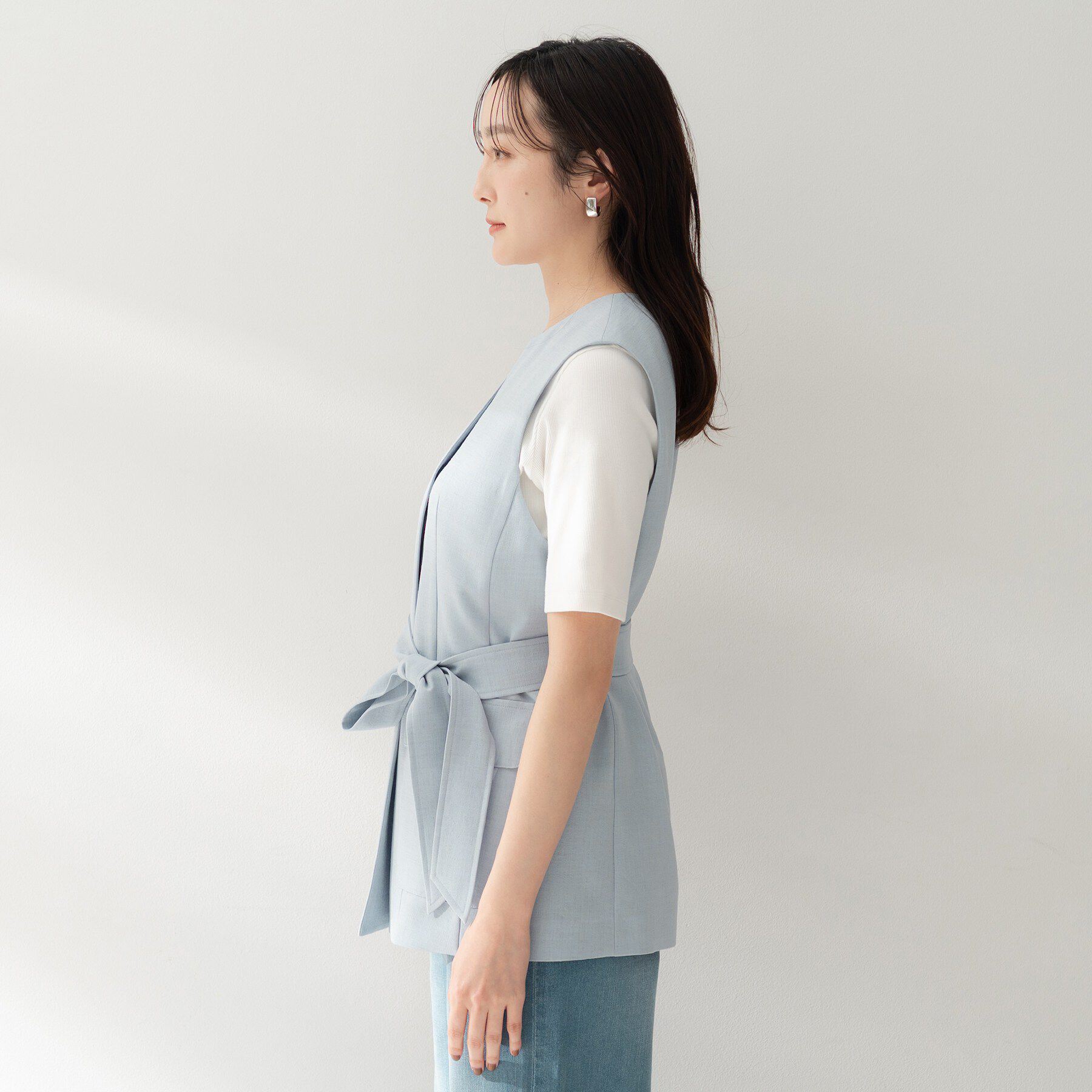 UNTITLED「【セットアップ可/UVカット/接触冷感/遮熱/通気性】スラブキーネックジレ」|ベスト・ジレ|