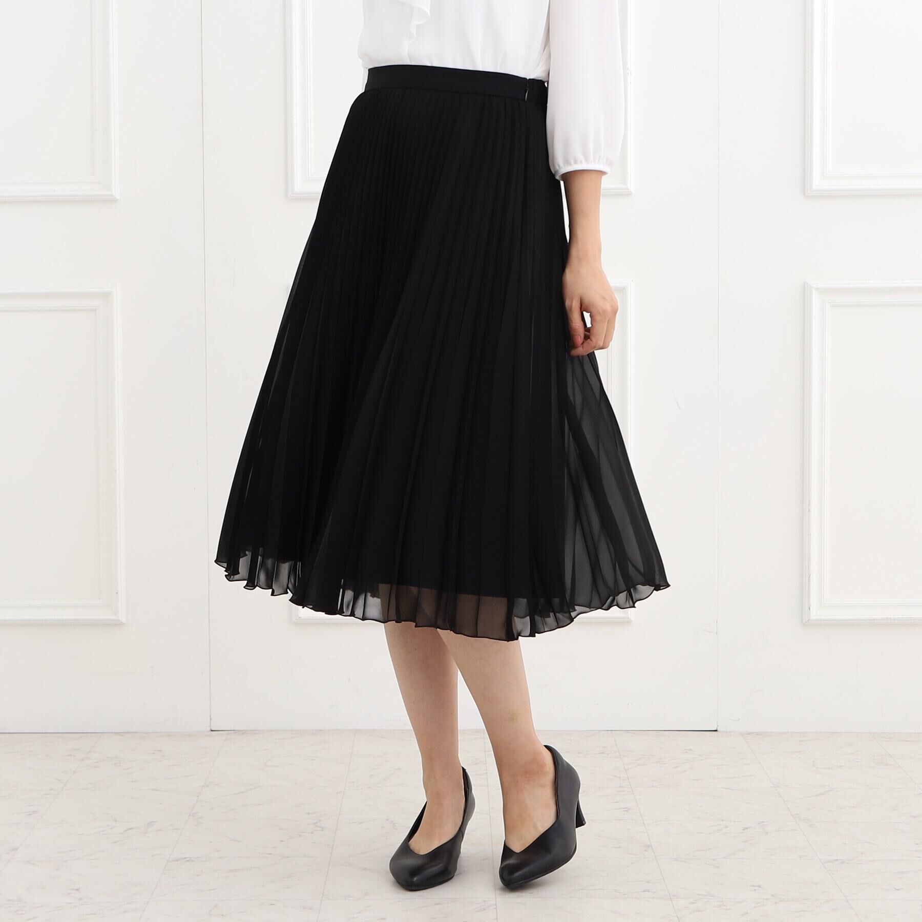 Reflect「【フォーマル/洗える】シフォンジョーゼットプリーツスカート」|スカート|ブラック(019)