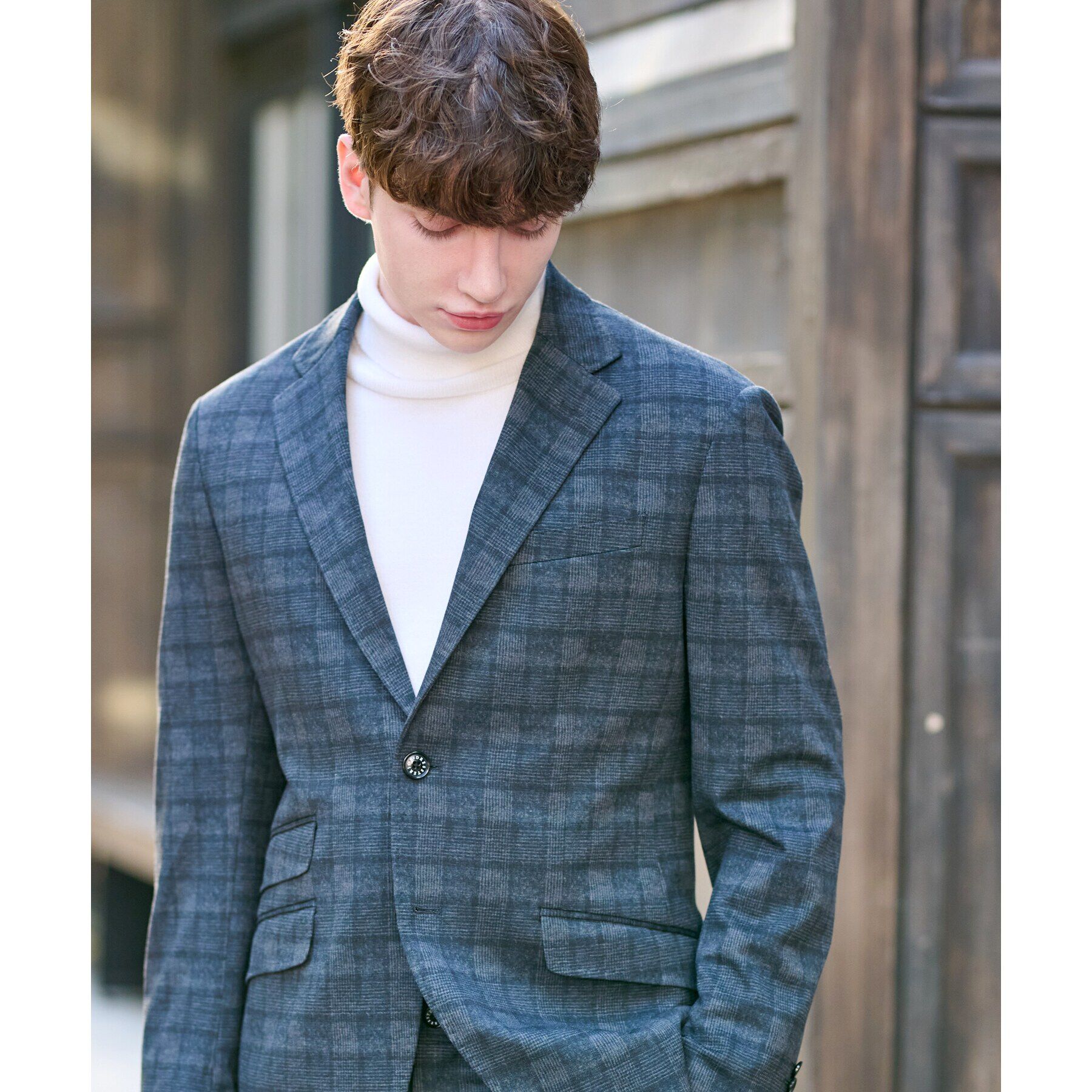 DRESSTERIOR「【セットアップ可】ネイビーグレンチェックSET UPジャケット」|テーラードジャケット|