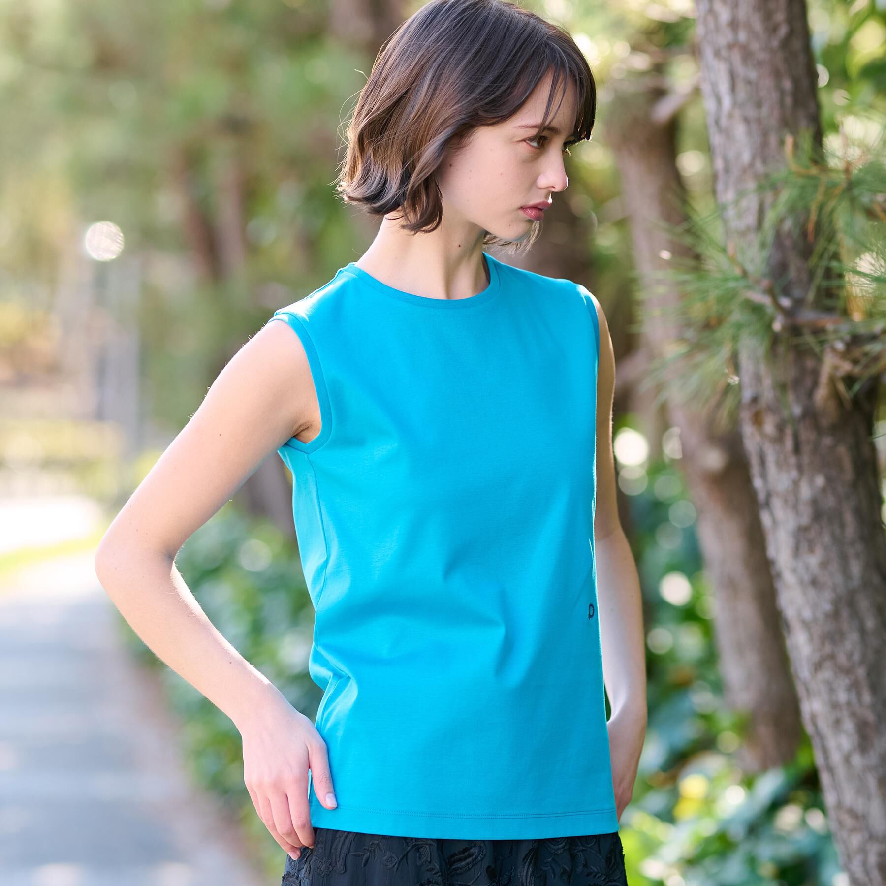 DRESSTERIOR「【接触冷感/抗菌防臭/消臭】アイスクリアコットンノースリーブT」|Tシャツ・カットソー|