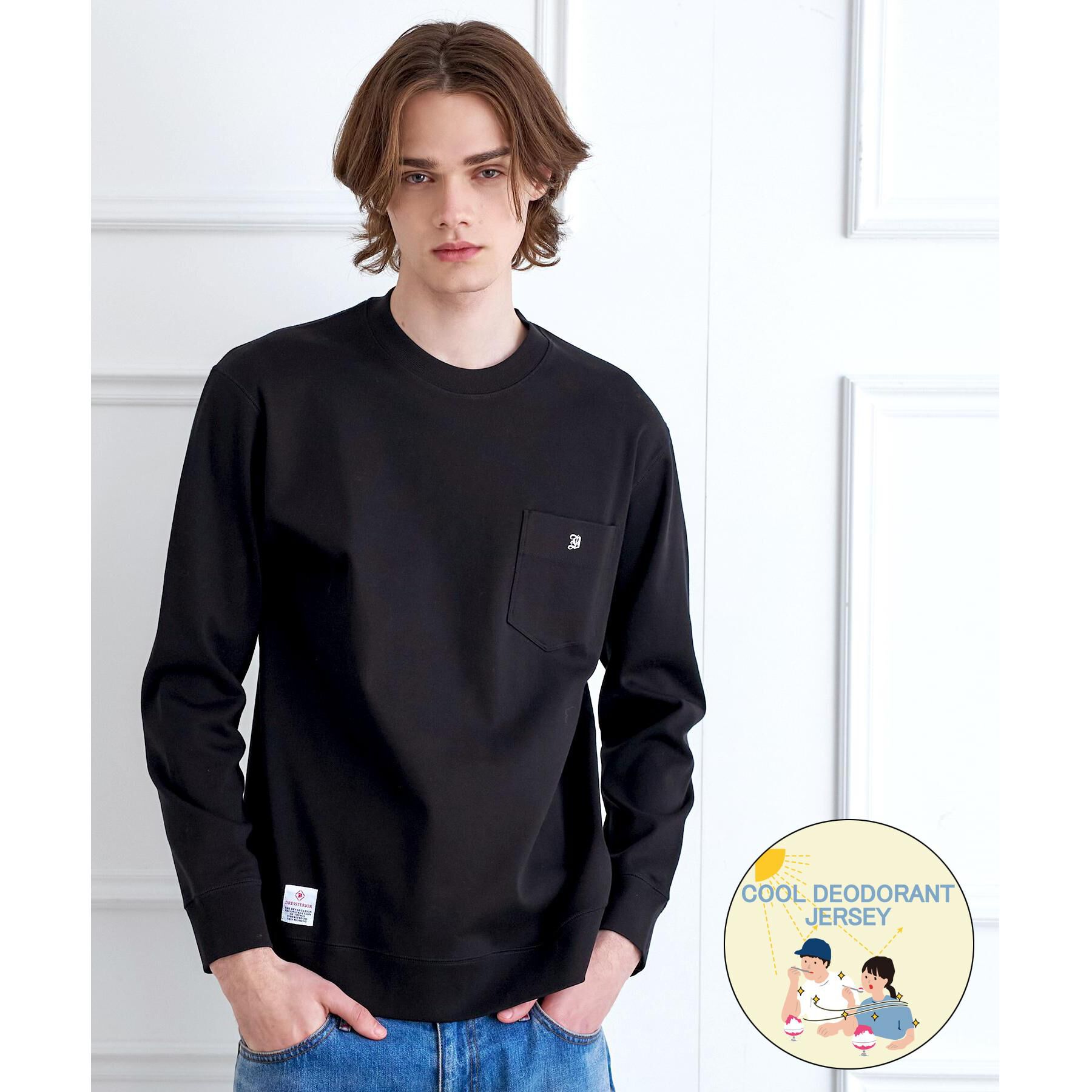 DRESSTERIOR「【抗菌防臭／UVカット／しわ防止】クールデオドラント フライスロングTシャツ」|Tシャツ・カットソー|ブラック(019)