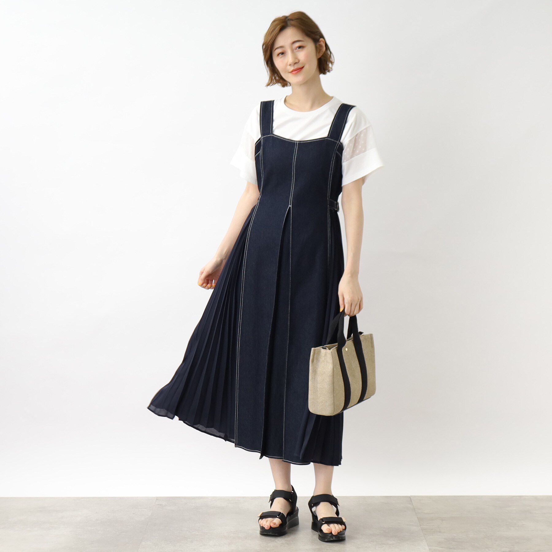 grove「キレイに決まる!脇プリーツジャンドレ」|ワンピース|