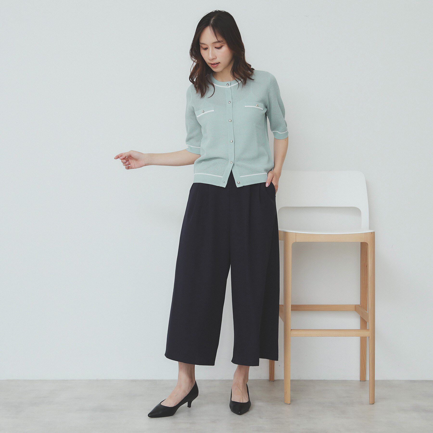 index「バイカラー半袖カーディガン【洗える/抗ピル】」|カーディガン|