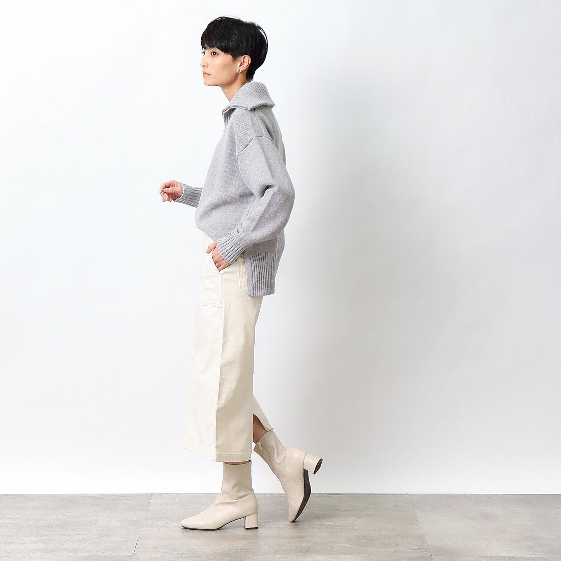 OPAQUE.CLIP「ストレッチベイカースカート/オーガニックコットン混【洗濯機洗い可／ストレッチ】」|スカート|