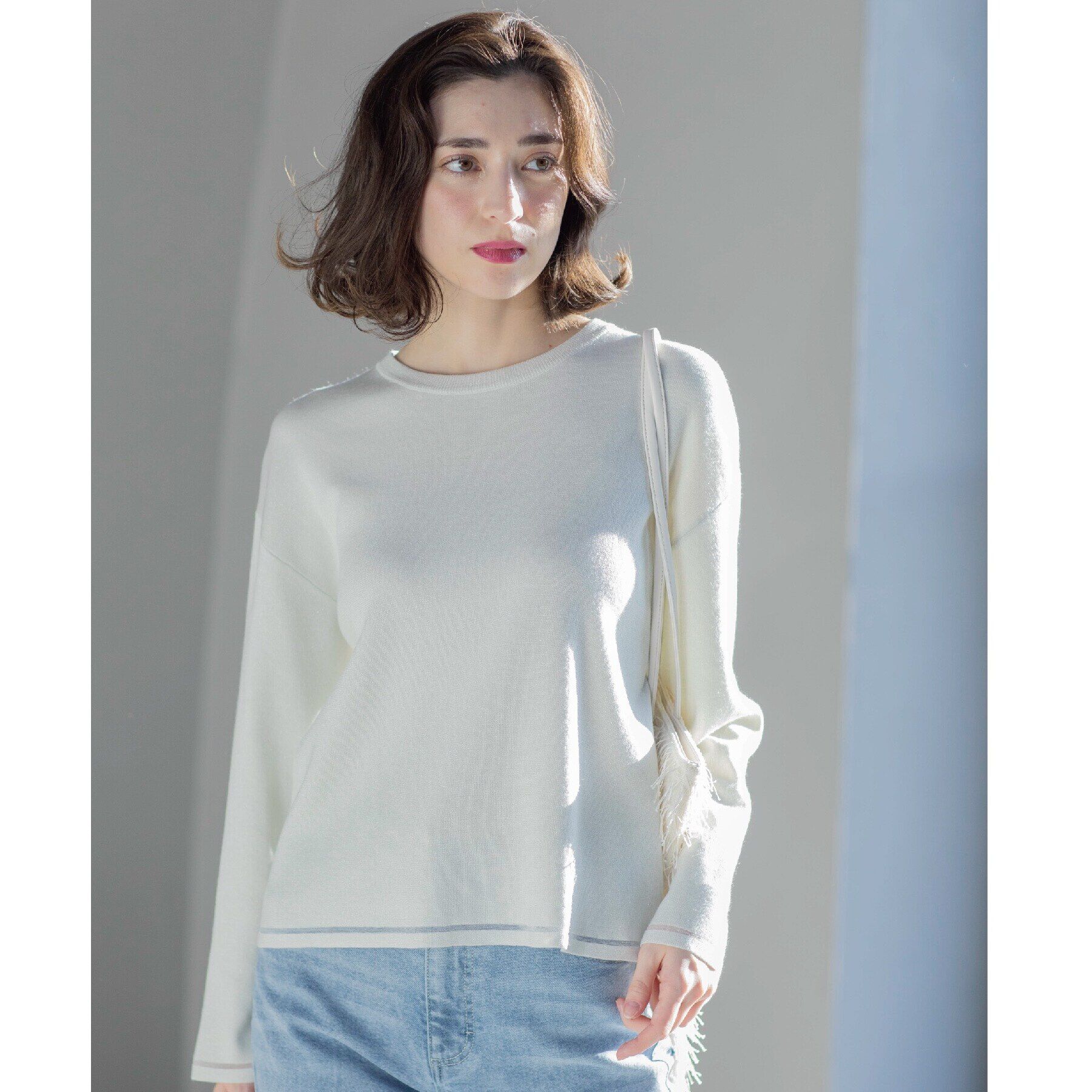 OPAQUE.CLIP「ラメシアーラインニット【洗濯機洗い可】」|ニット・セーター|