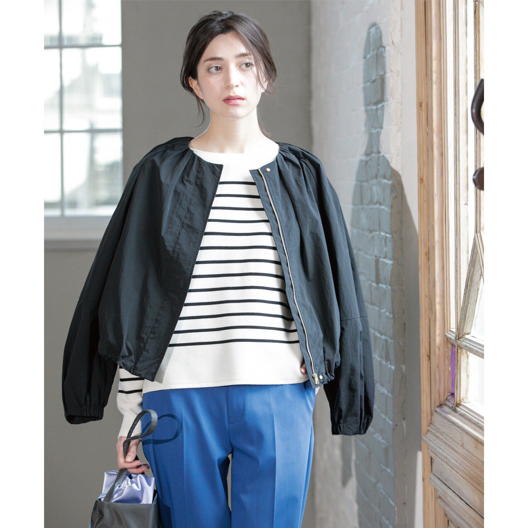 OPAQUE.CLIP「撥水ノーカーラーブルゾン【UV/洗濯機洗い可】」|ノーカラーコート|