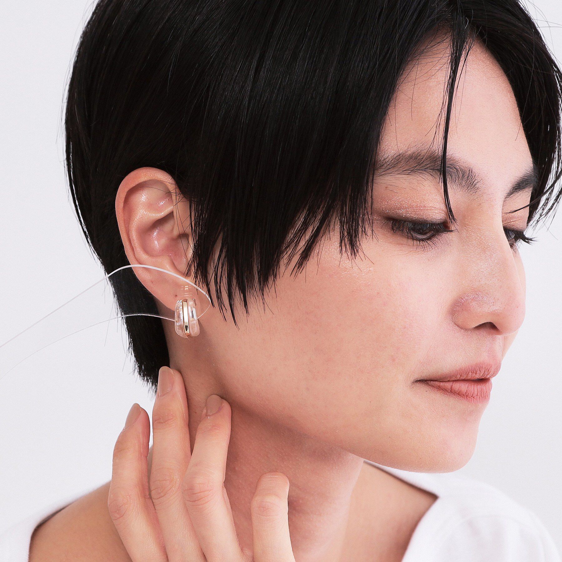 OPAQUE.CLIP「サイドクリア&times;ラメカラーデザインミニピアス」|ピアス|