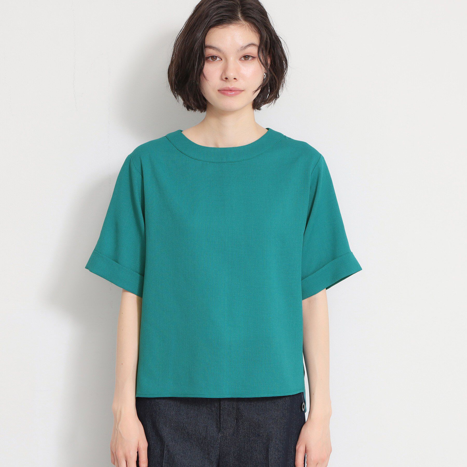 THE SHOP TK「【二の腕カバーに】 さらり麻調メッシュブラウス」|シャツ・ブラウス|