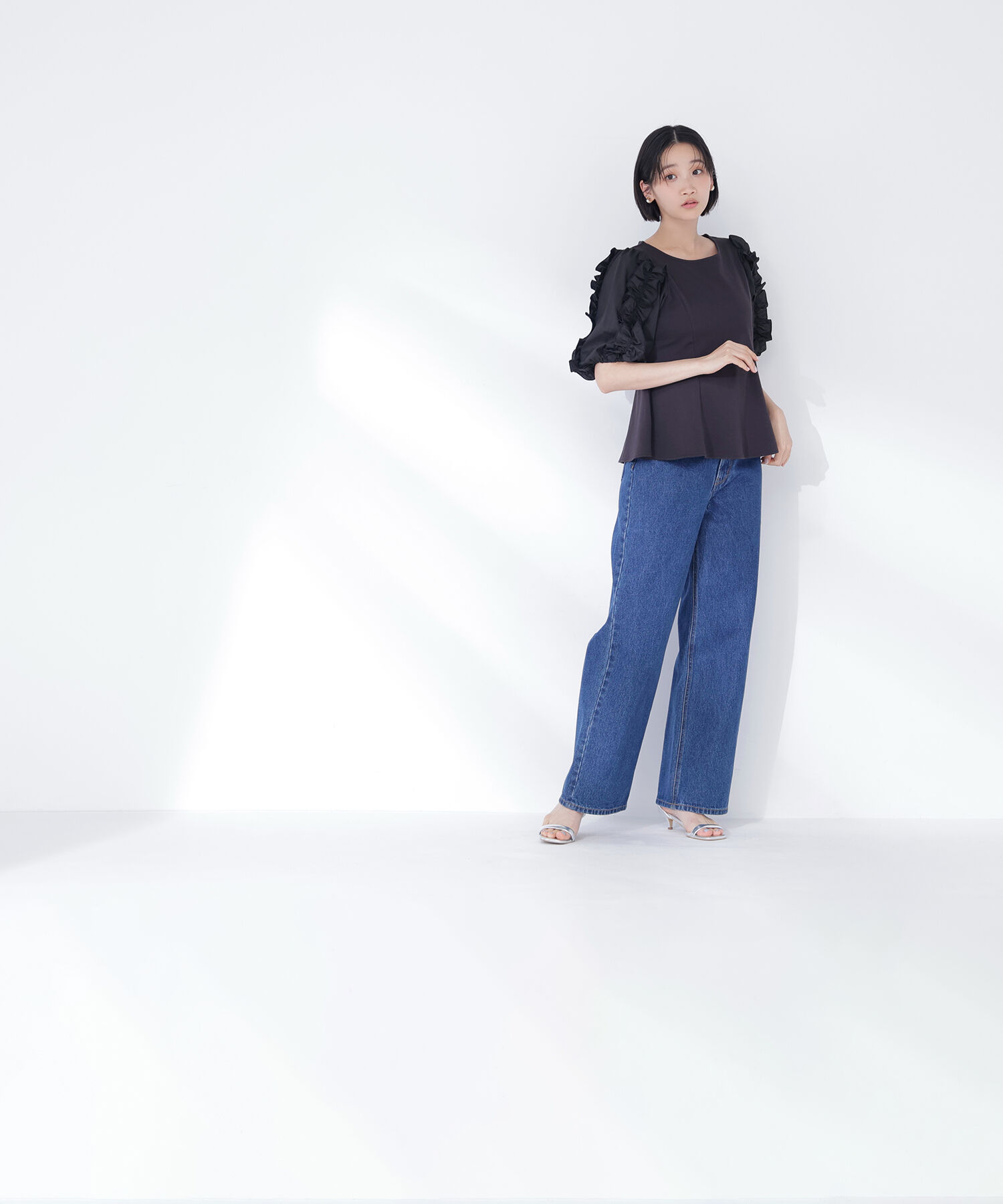  「フリルスリーブドッキングカットソー」|Tシャツ・カットソー|