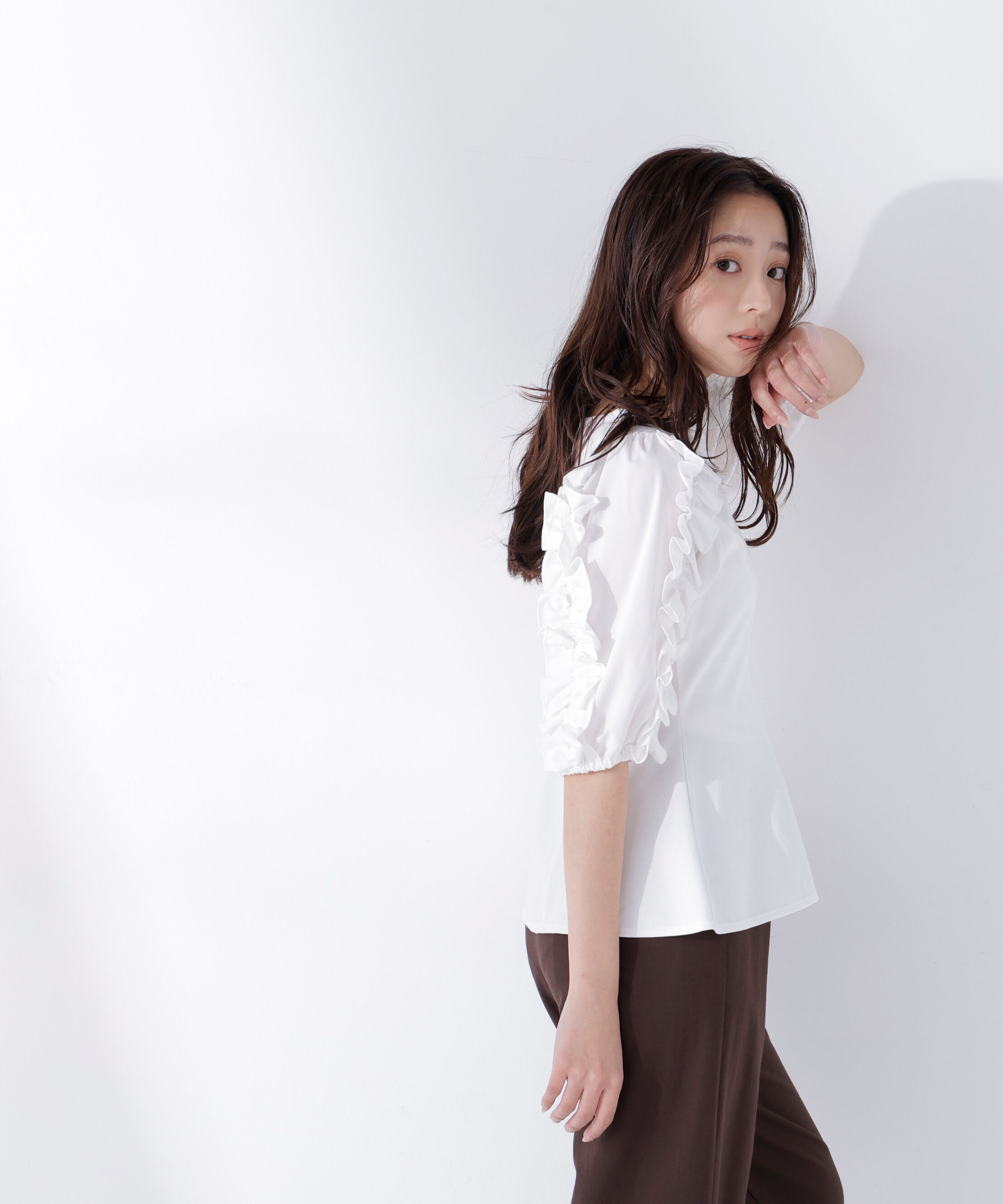  「フリルスリーブドッキングカットソー」|Tシャツ・カットソー|