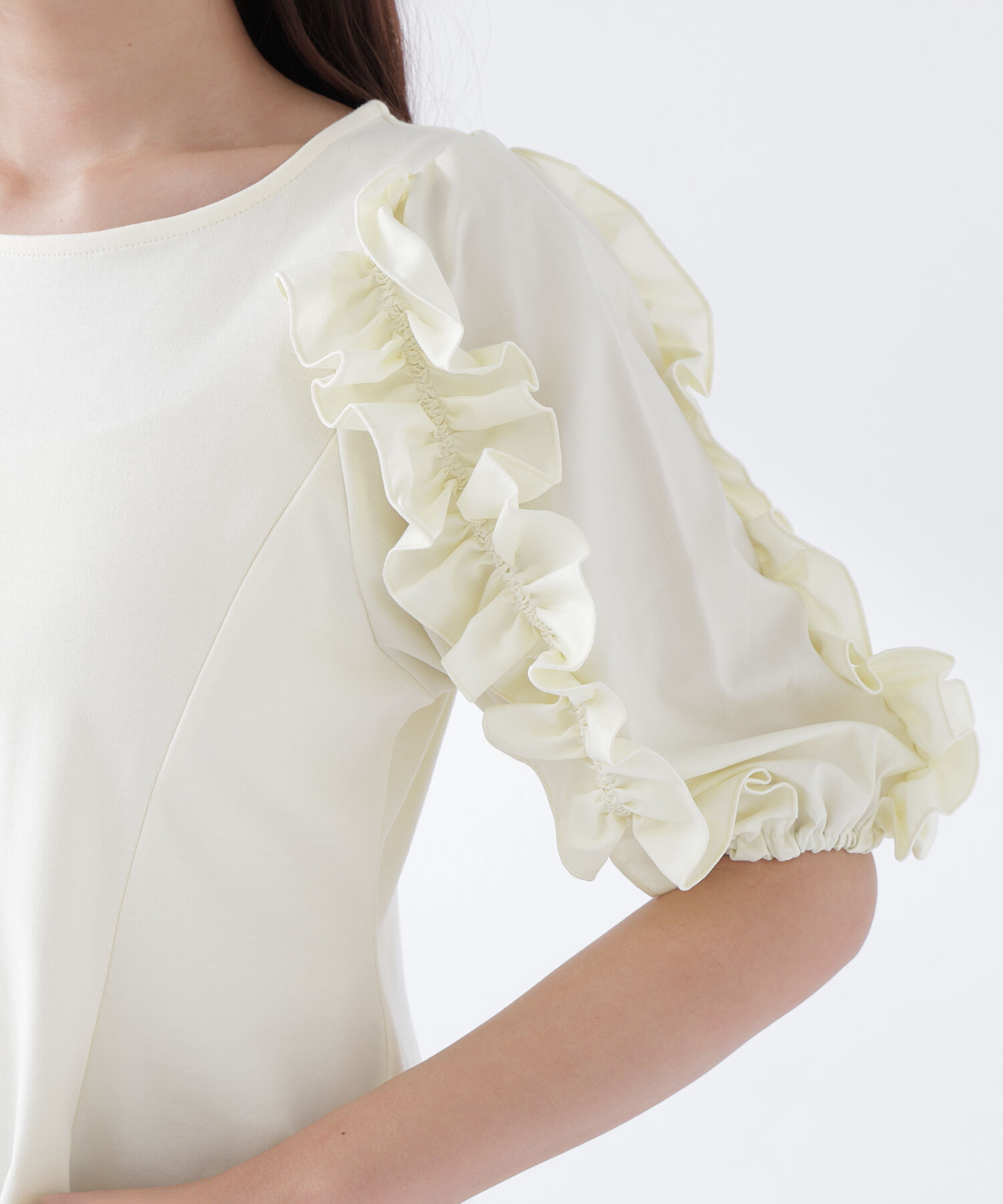  「フリルスリーブドッキングカットソー」|Tシャツ・カットソー|