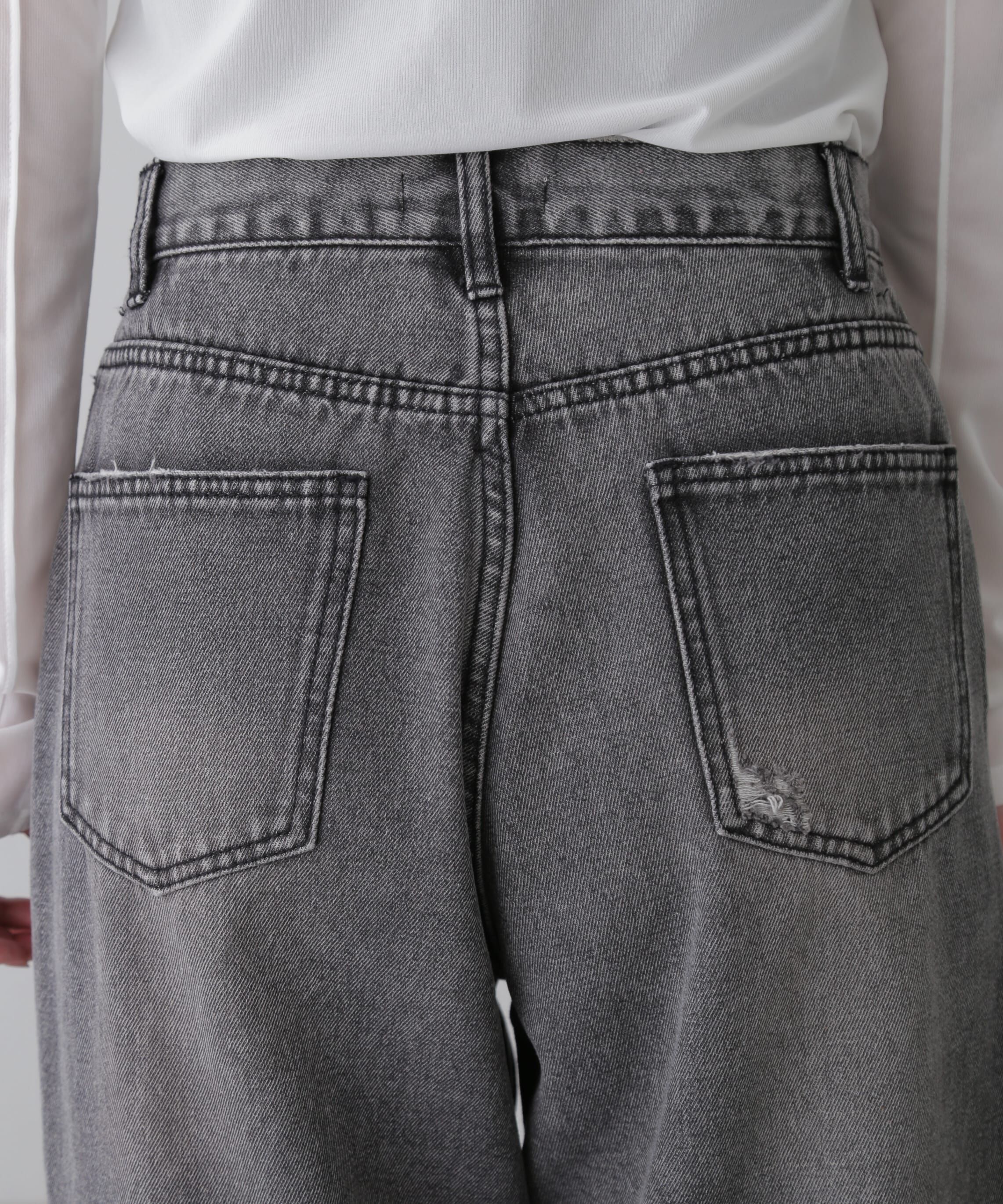  「ストレートワイドクラッシュデニムパンツ」|その他|