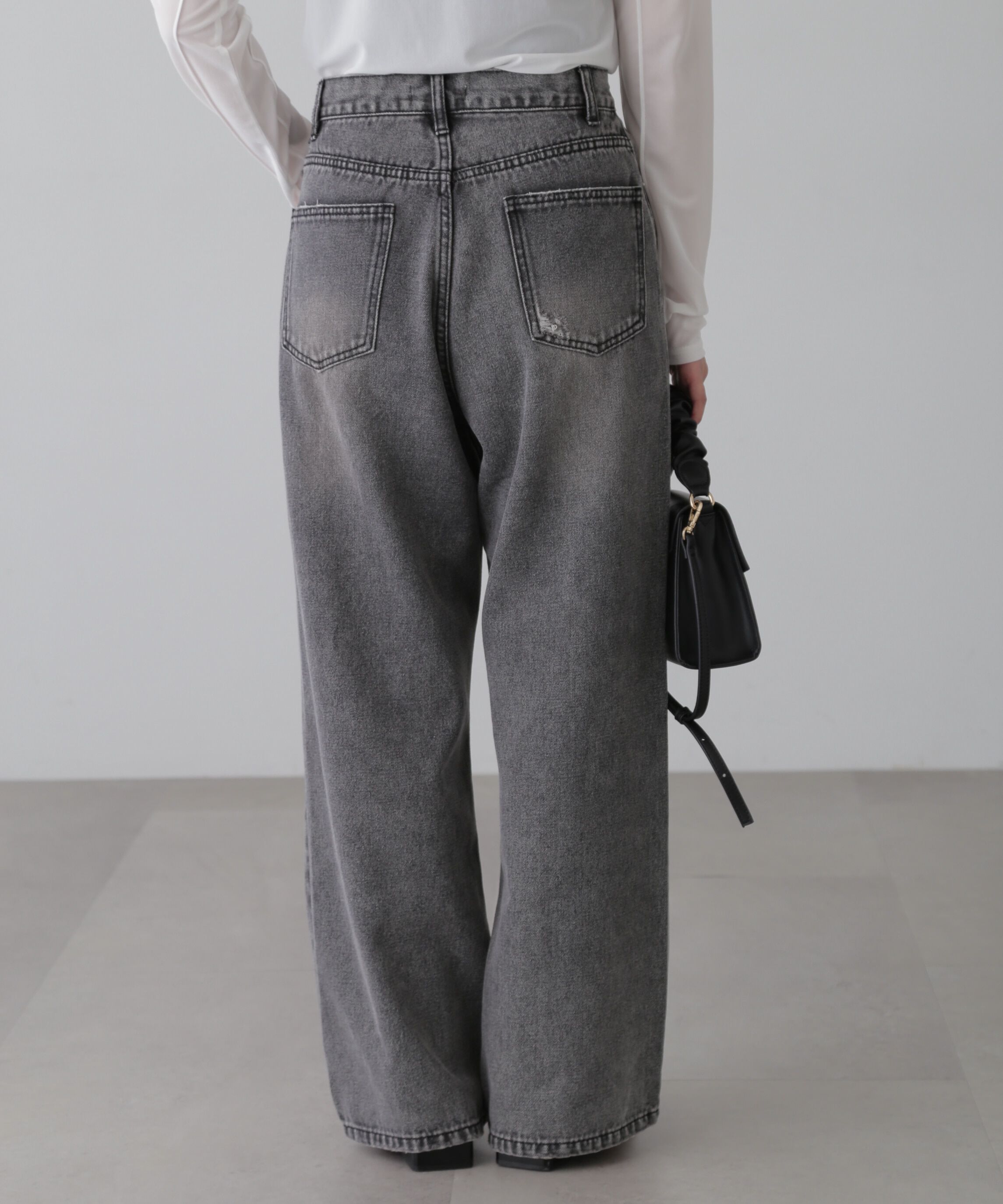  「ストレートワイドクラッシュデニムパンツ」|その他|