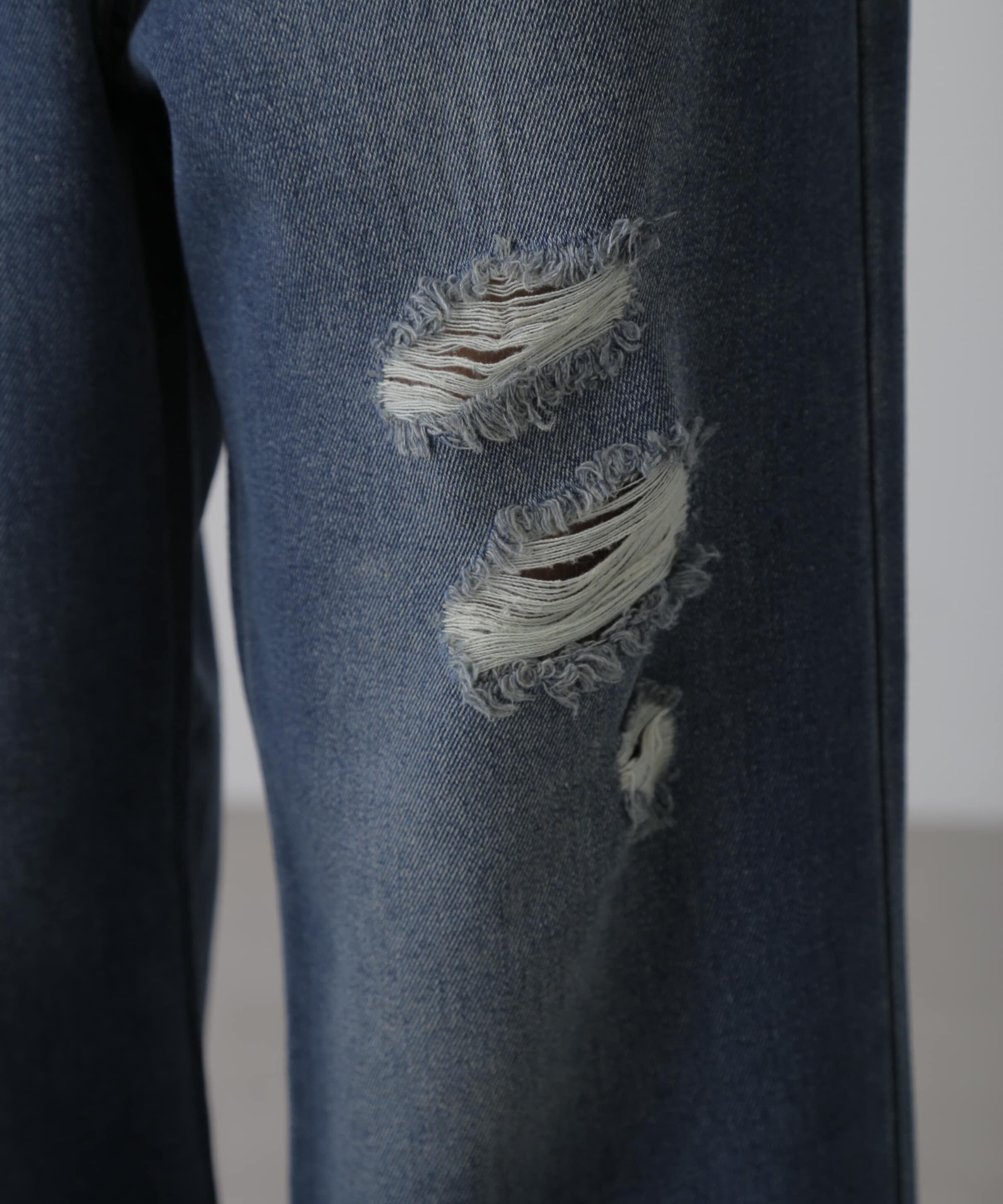  「ストレートワイドクラッシュデニムパンツ」|その他|