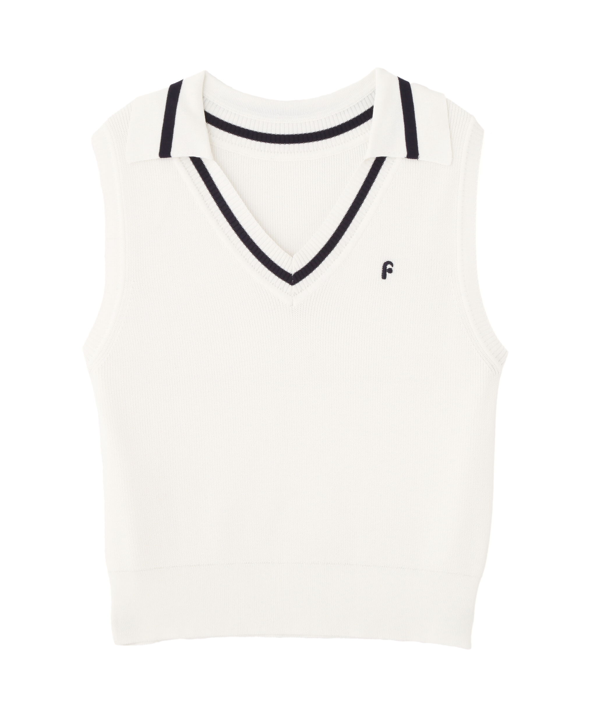  「Vネックポロノースリーブニット」|ニット・セーター|