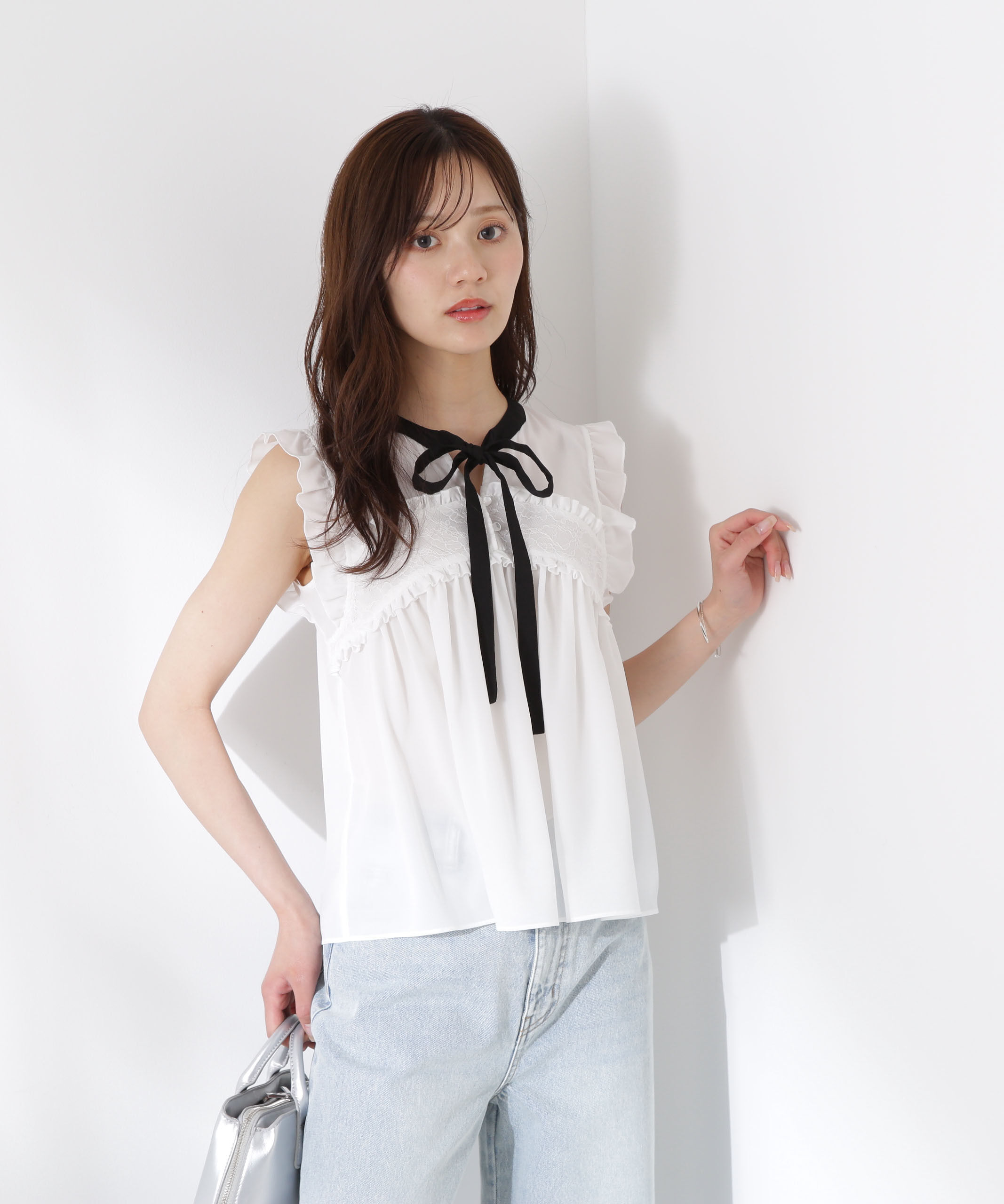 PROPORTION BODY DRESSING「レースドッキングボウタイブラウス」|シャツ・ブラウス|