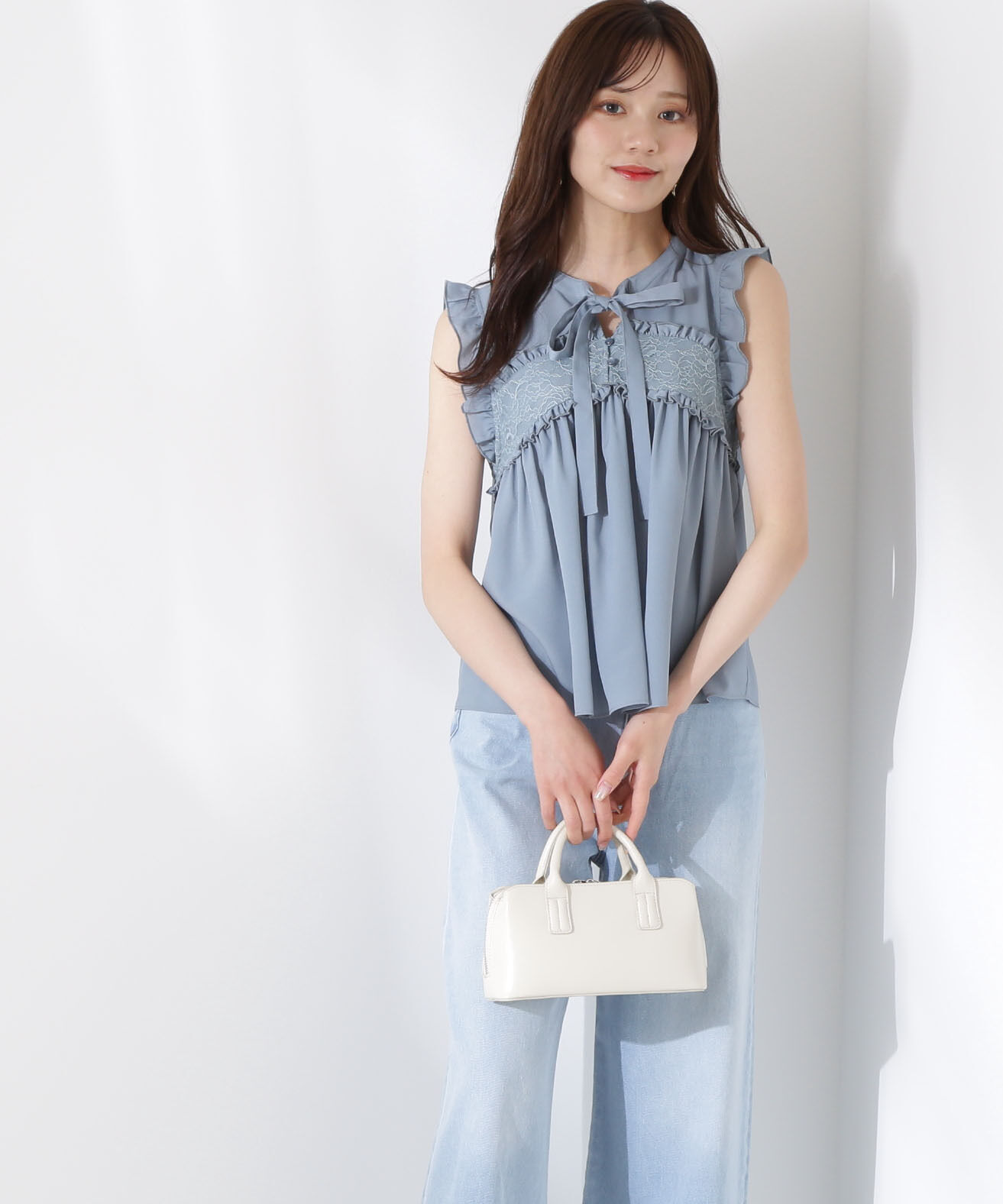 PROPORTION BODY DRESSING「レースドッキングボウタイブラウス」|シャツ・ブラウス|