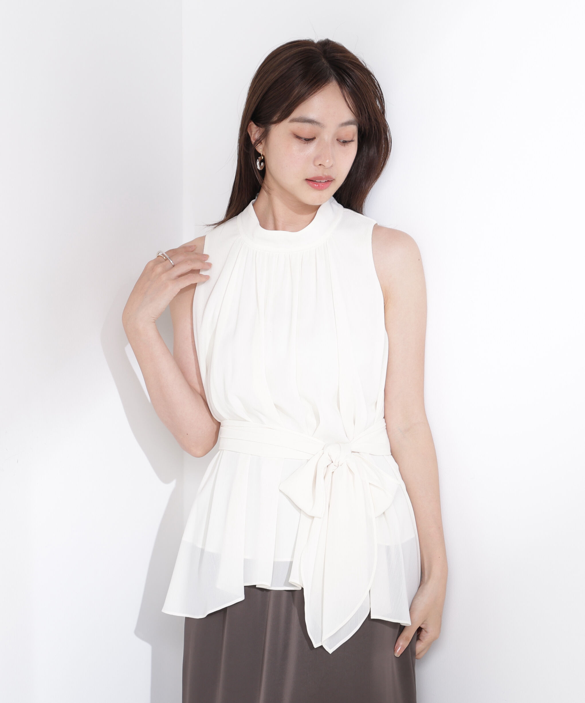 PROPORTION BODY DRESSING「ベルト付楊柳ブラウス」|シャツ・ブラウス|