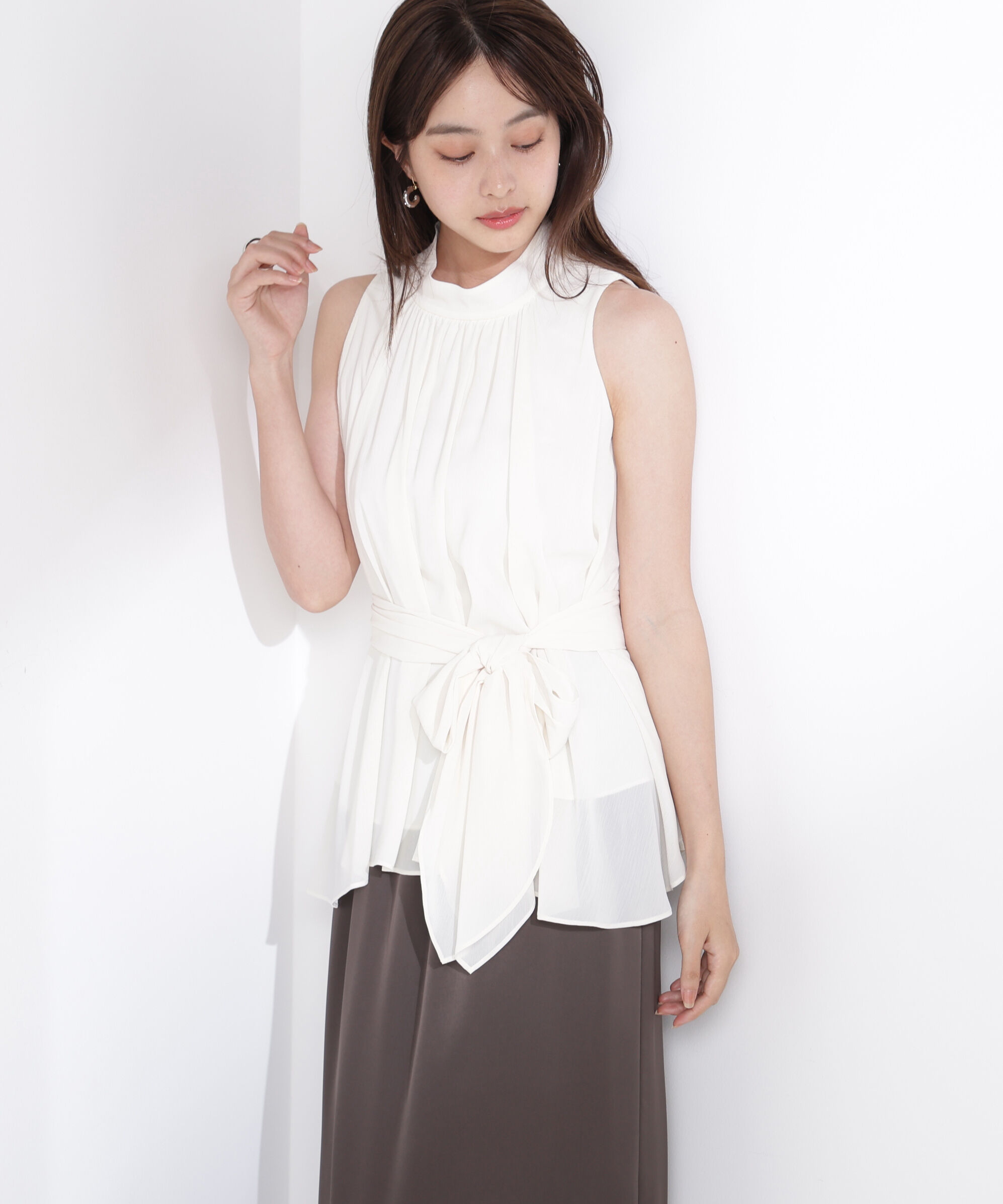 PROPORTION BODY DRESSING「ベルト付楊柳ブラウス」|シャツ・ブラウス|