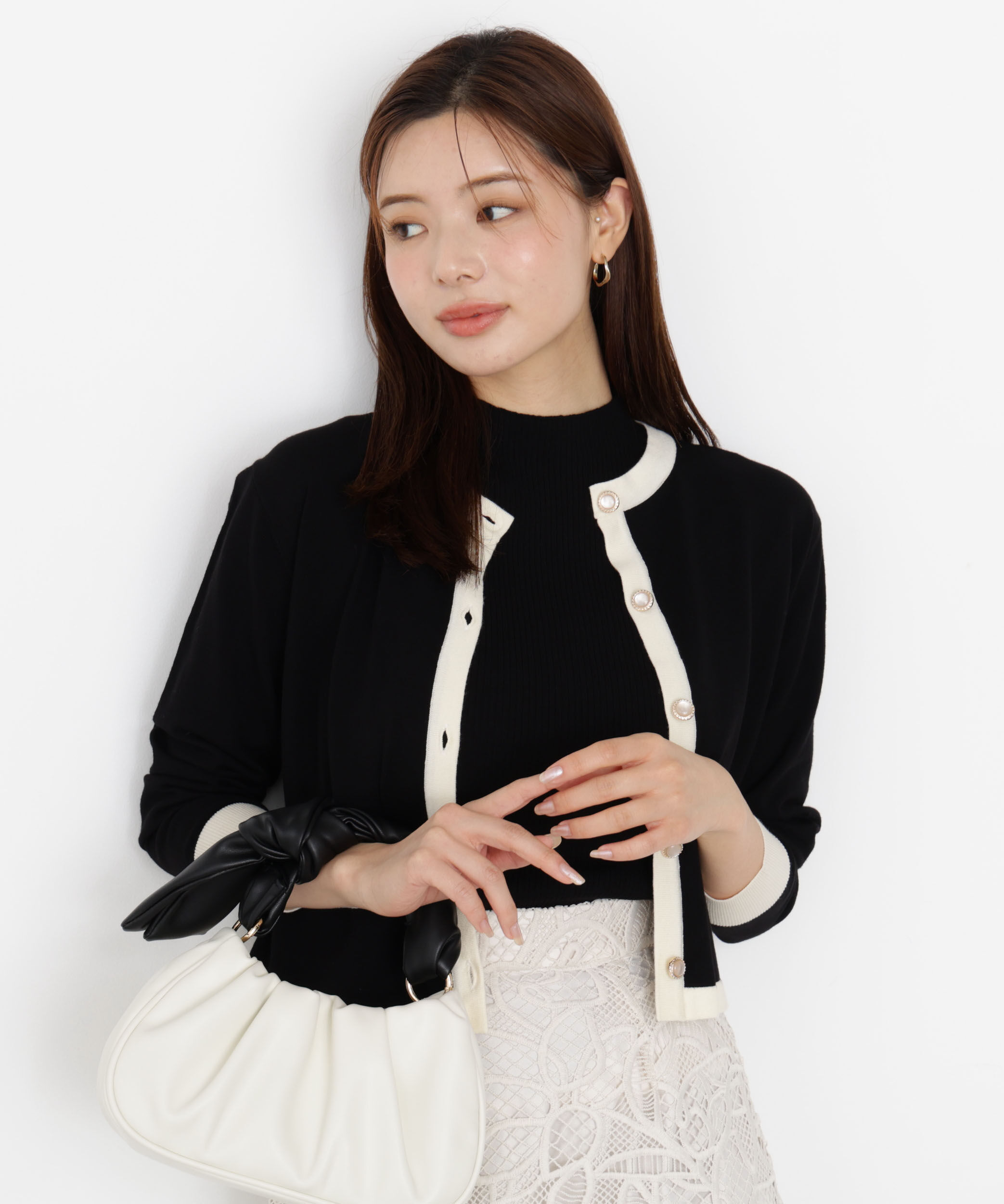 PROPORTION BODY DRESSING「＜ハンドウォッシャブル＞ニュアンス釦ニットアンサンブル 25AW」|ニット・セーター|