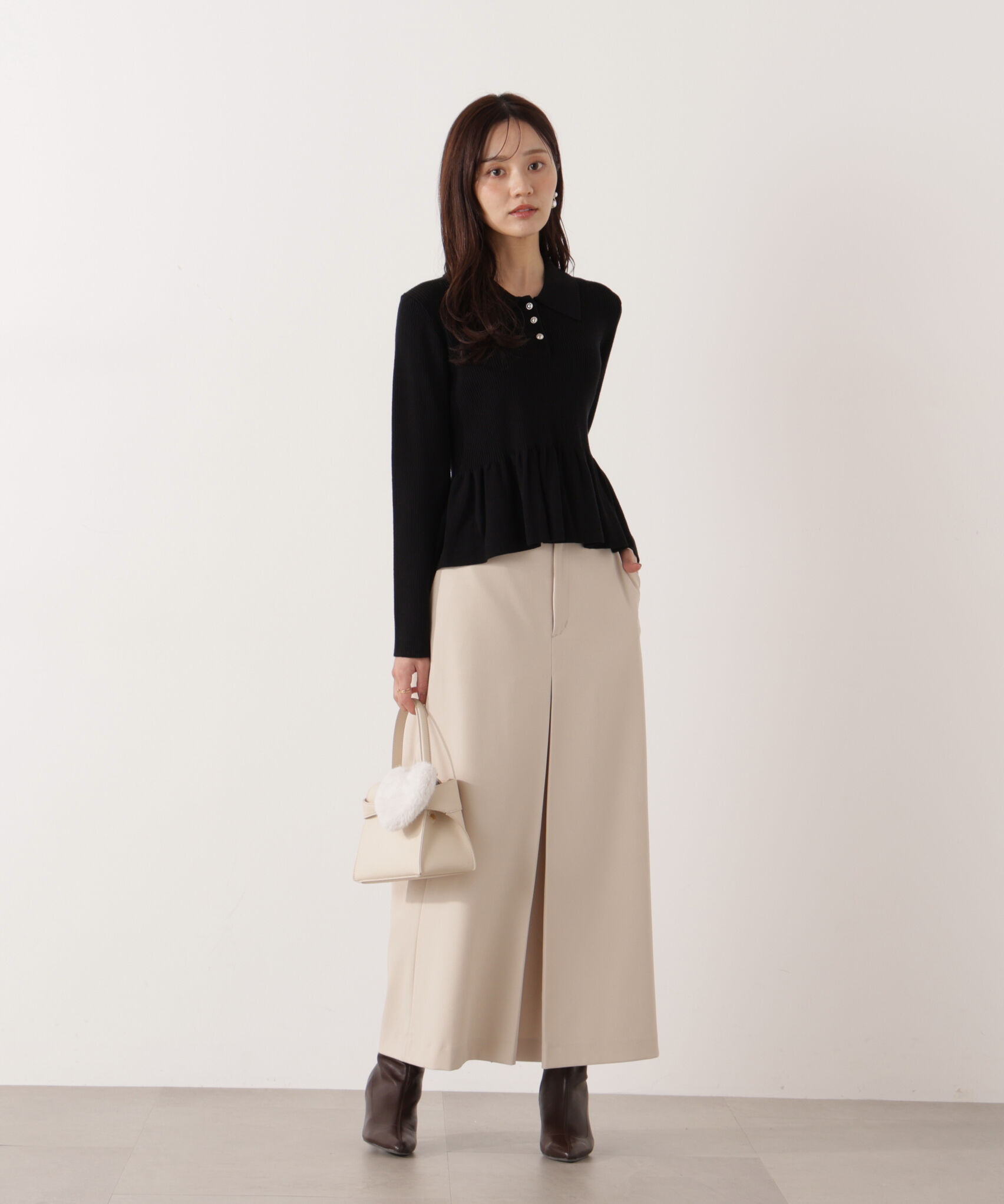 PROPORTION BODY DRESSING「＜ハンドウォッシャブル＞ペプラムポロニット 26SS」|ニット・セーター|