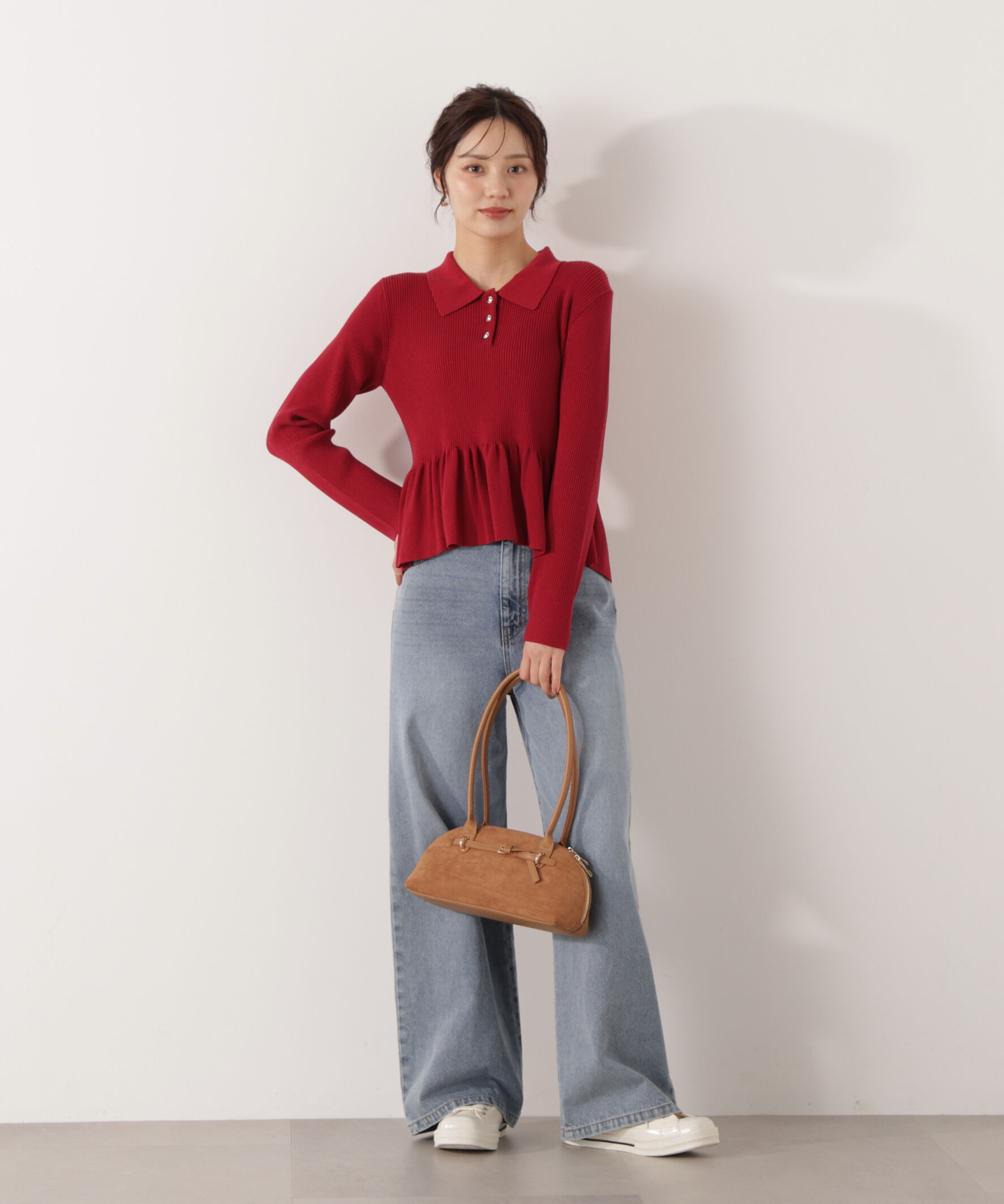 PROPORTION BODY DRESSING「＜ハンドウォッシャブル＞ペプラムポロニット 26SS」|ニット・セーター|