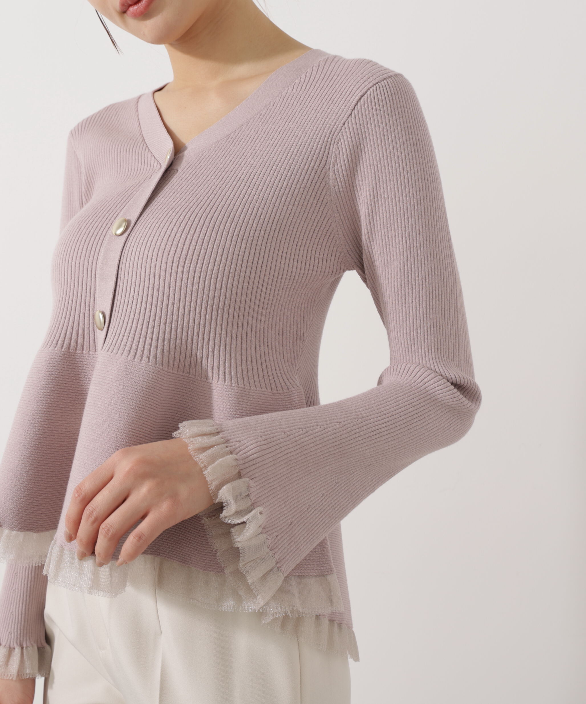 PROPORTION BODY DRESSING「シアー切替ペプラムニット　26SS」|ニット・セーター|