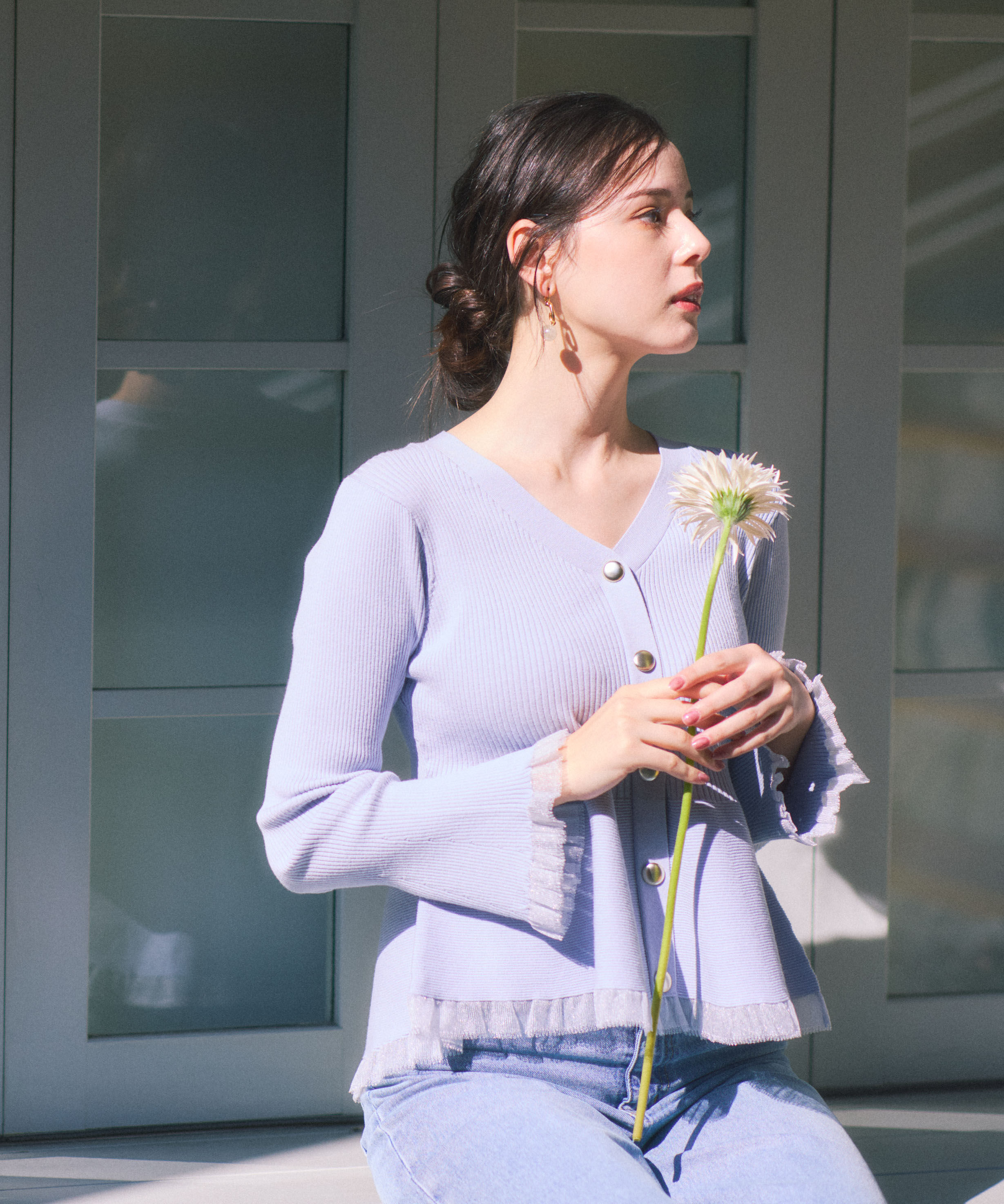 PROPORTION BODY DRESSING「シアー切替ペプラムニット　26SS」|ニット・セーター|