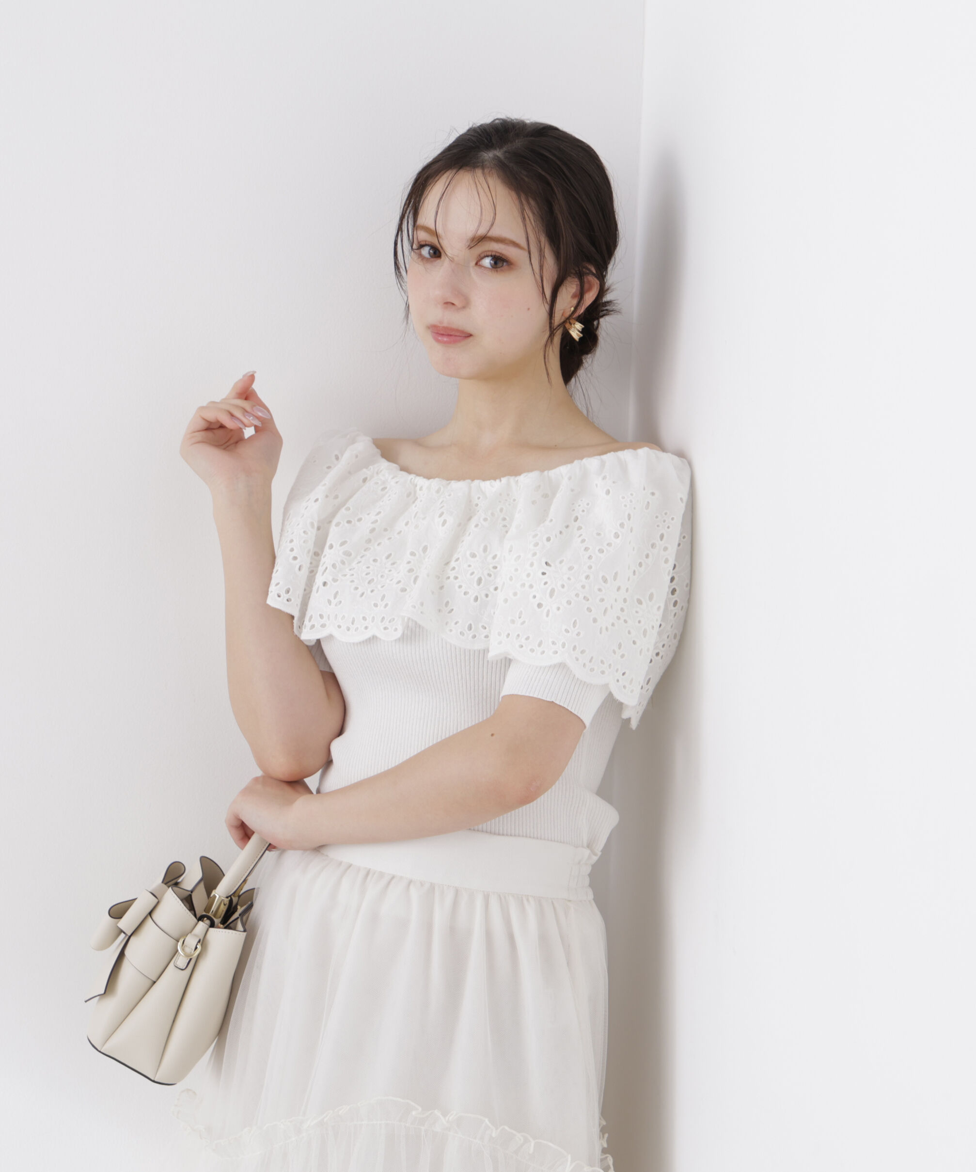 PROPORTION BODY DRESSING「スカラップレースオフショルニット　26SS」|ニット・セーター|