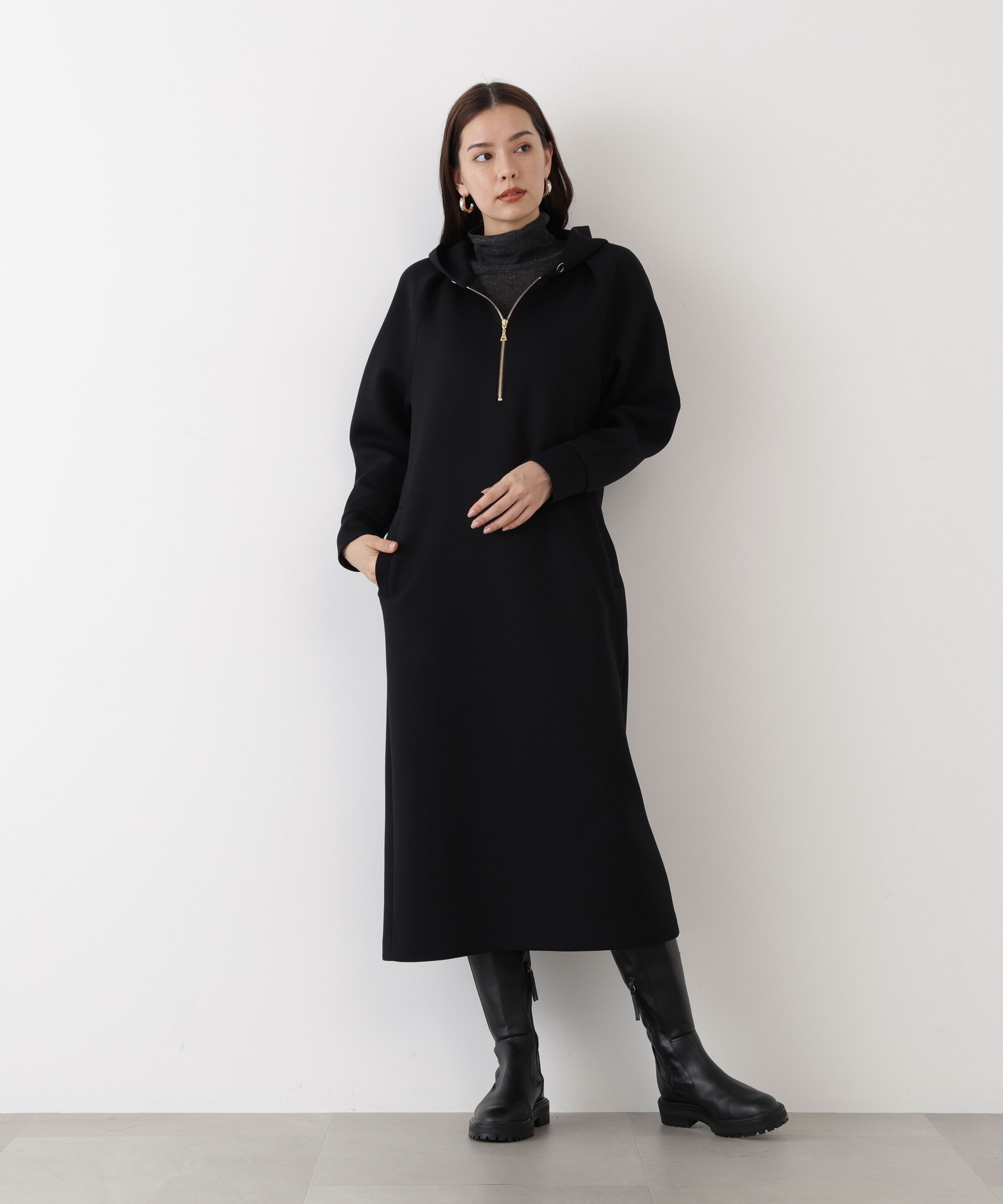  「◆タックスリーブフーディワンピース」|ワンピース|