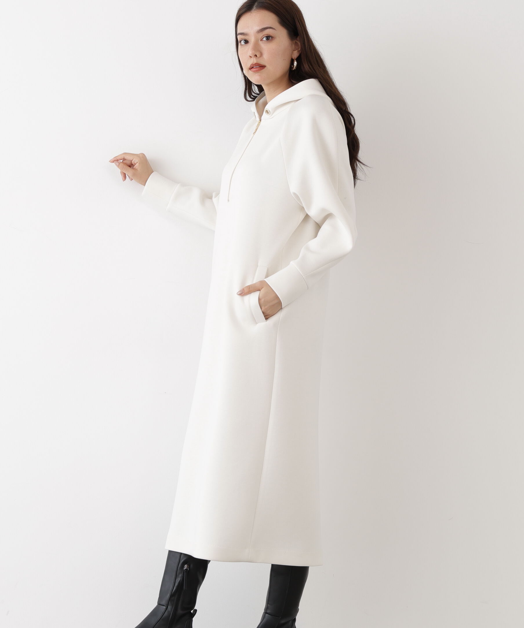  「◆タックスリーブフーディワンピース」|ワンピース|