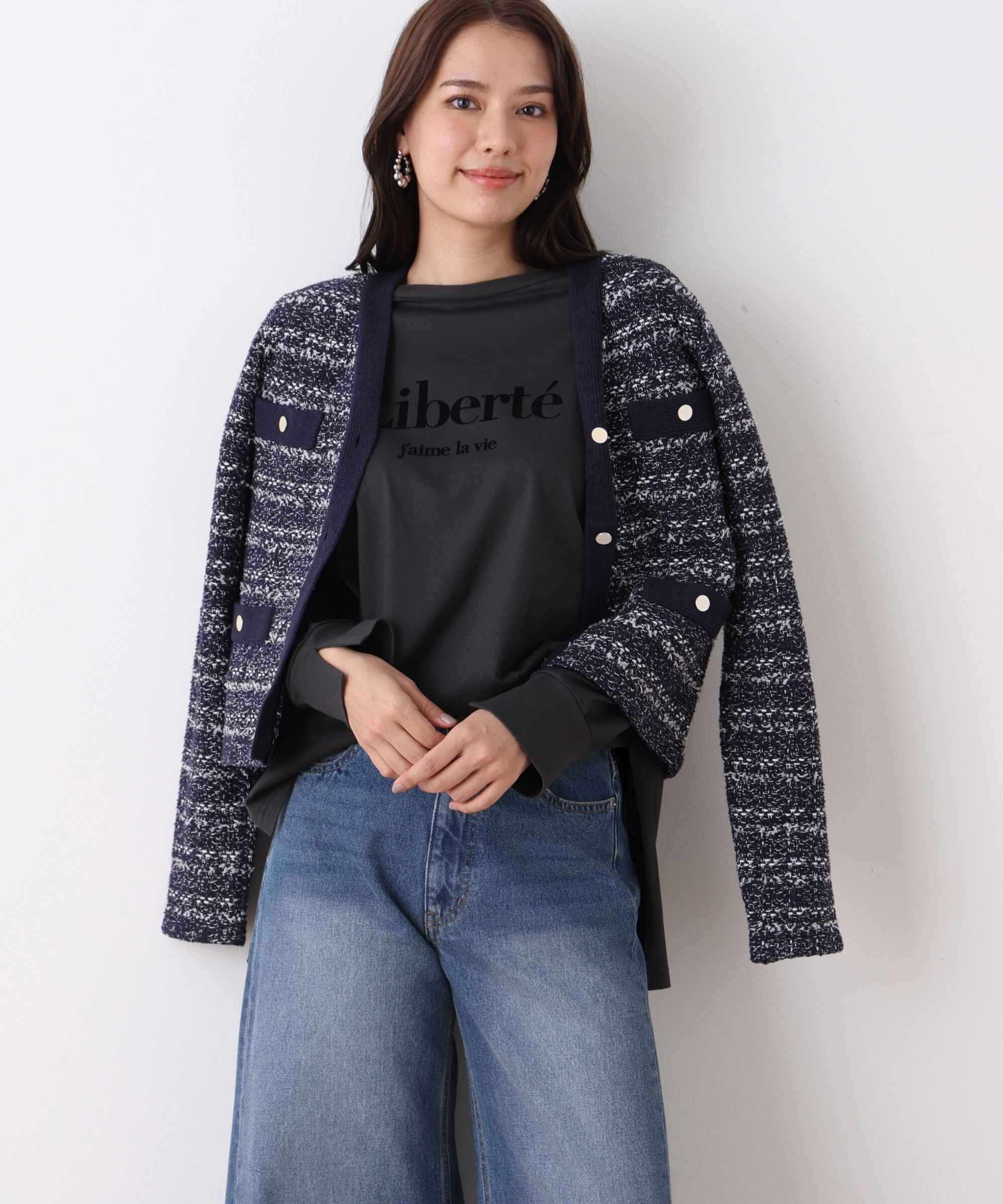  「ブークレーツイードＶネックカーディガン」|その他|