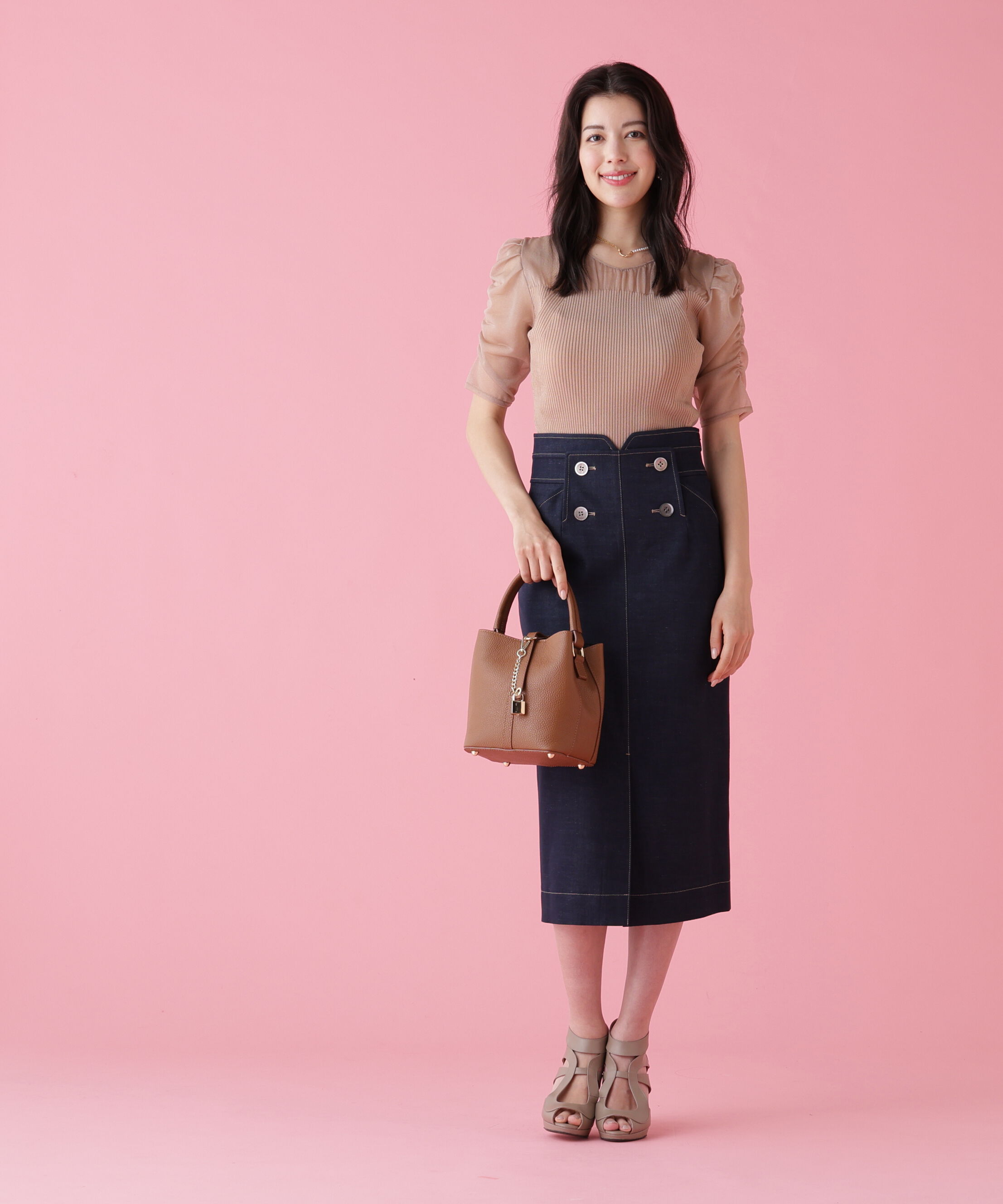  「ボタンアクセントスカート」|スカート|