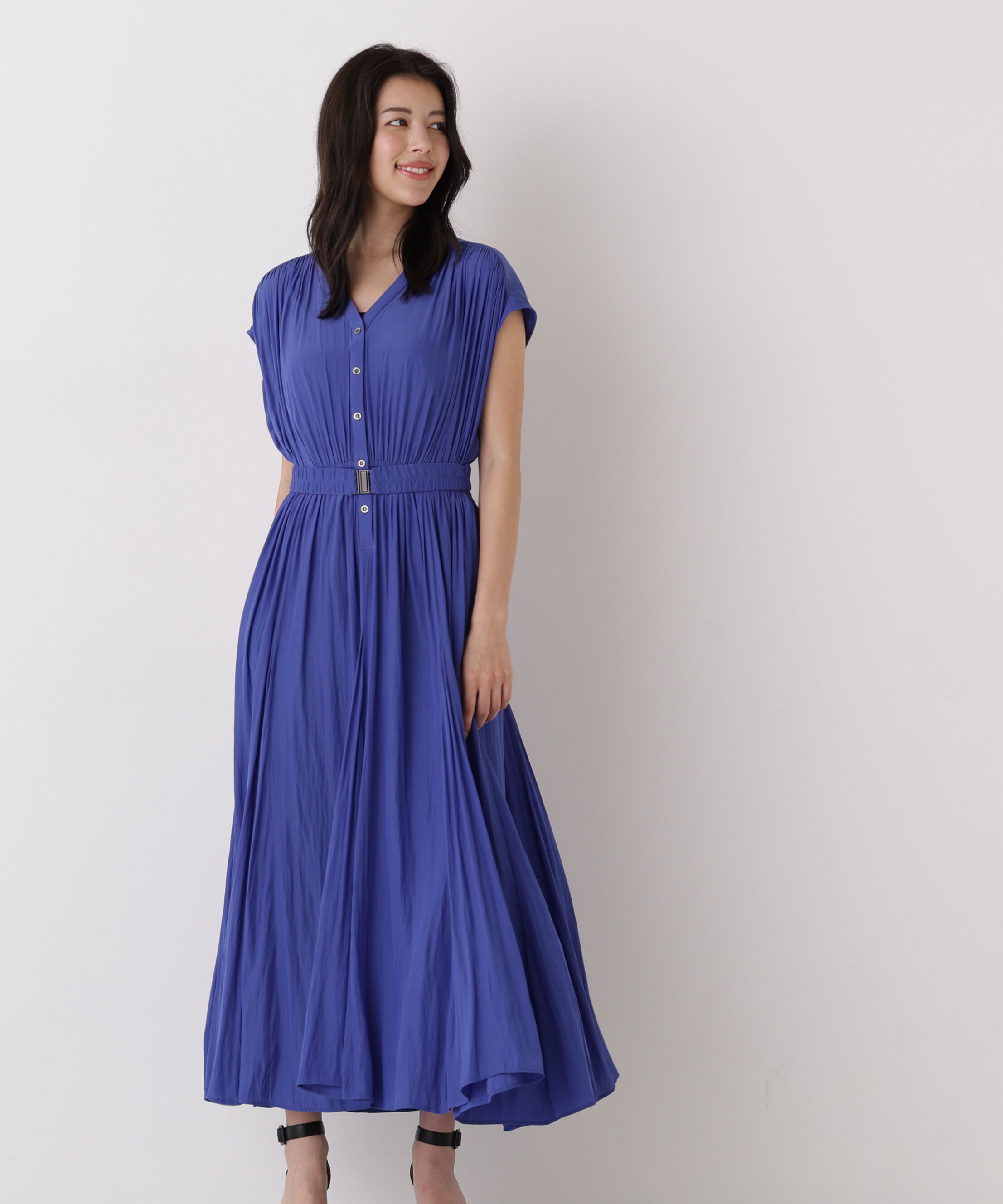  「カッセンロングフレアワンピース」|ワンピース|ブルー