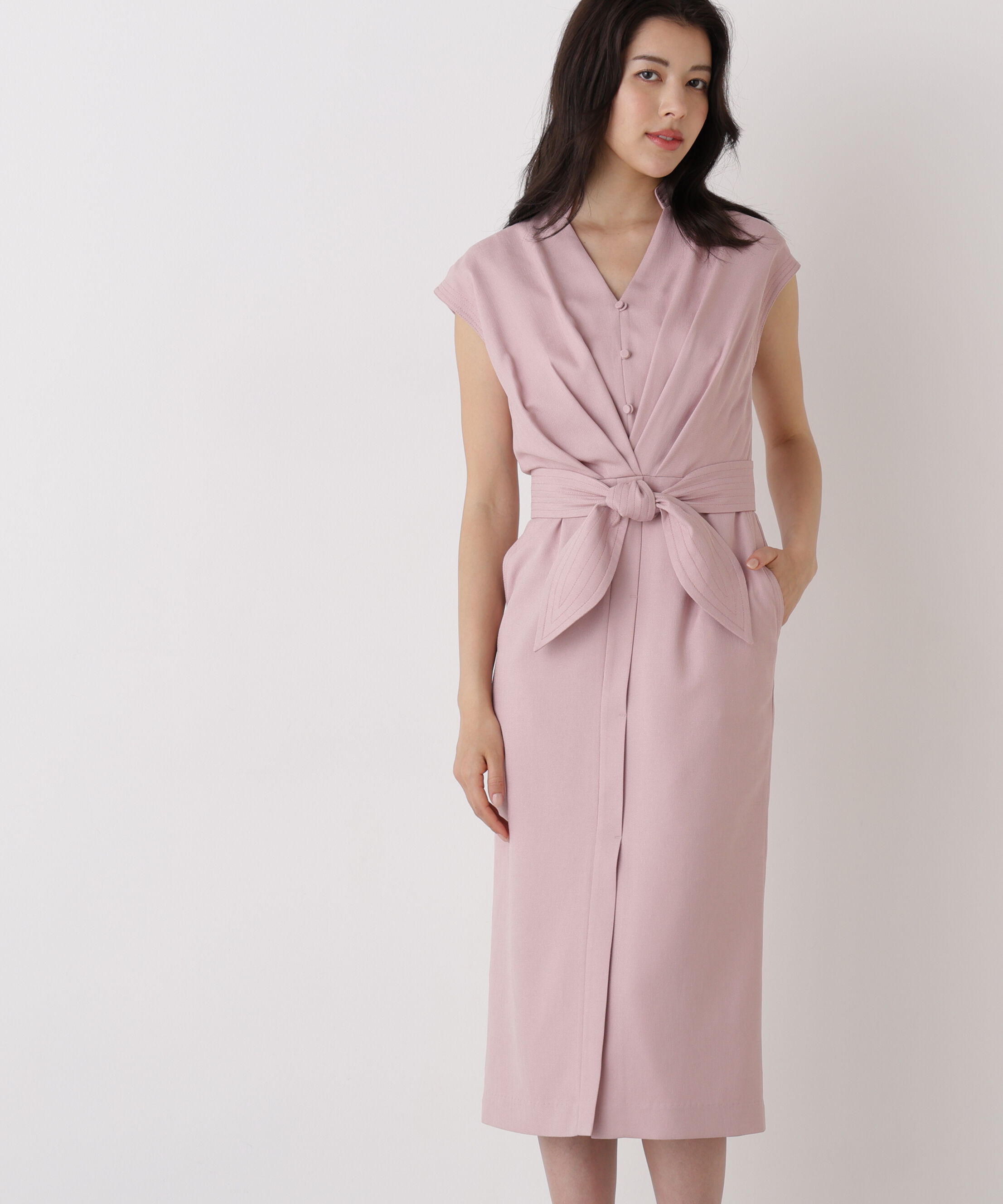  「ウエストタックワンピース」|ワンピース|ピンク