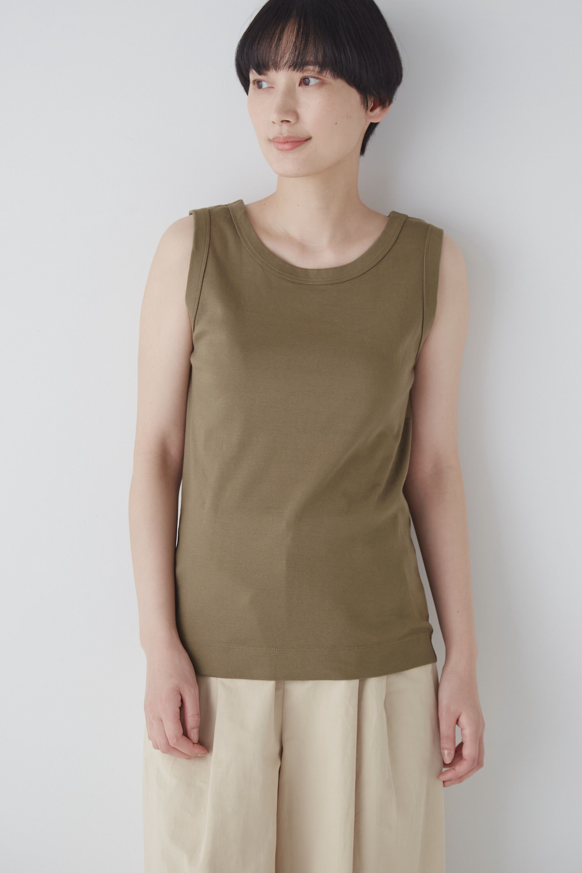  「◆オーガニックコットンタンクトップ」|Tシャツ・カットソー|カーキ