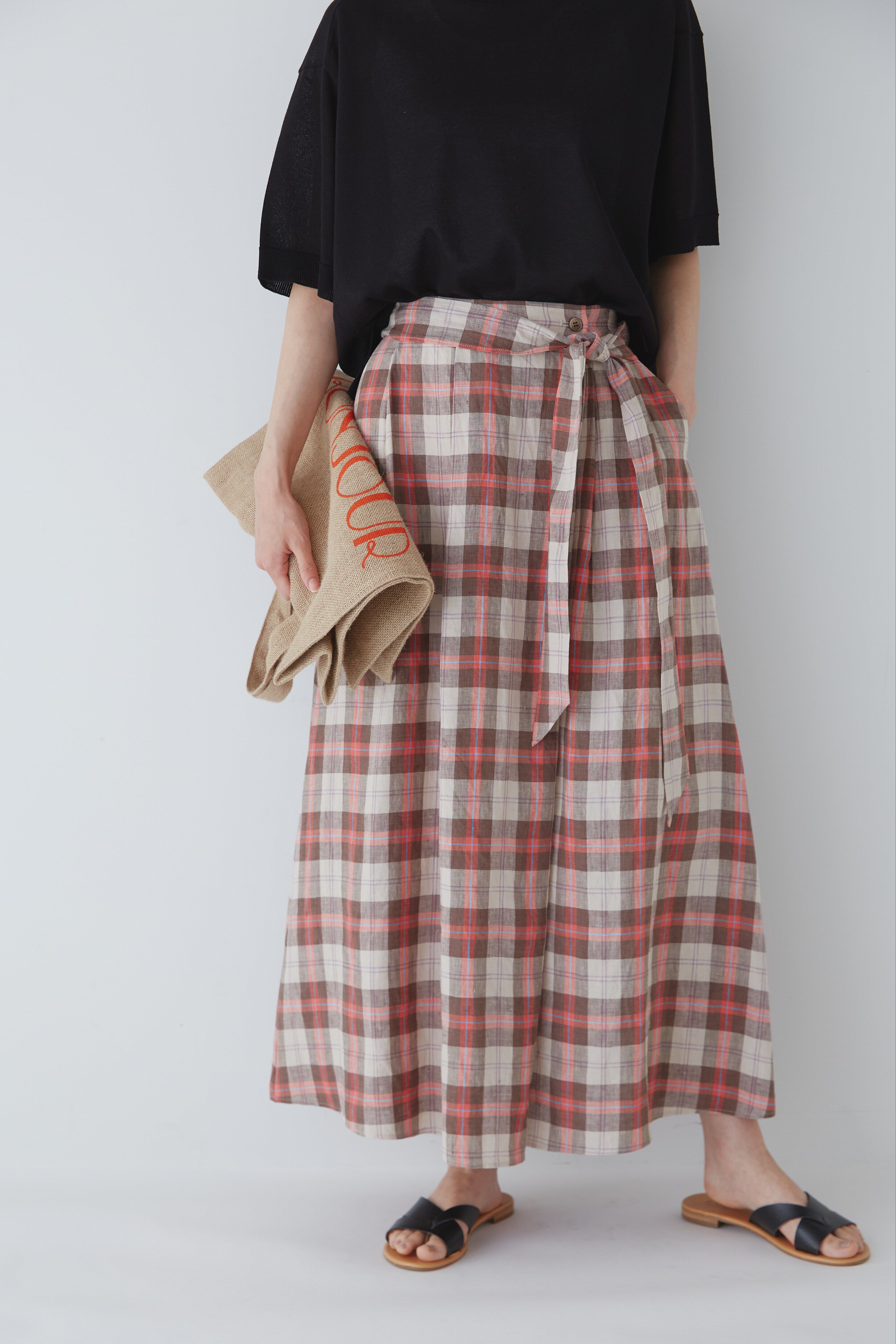  「◆麻チェックボリュームスカート」|スカート|ブラウンチェ 3