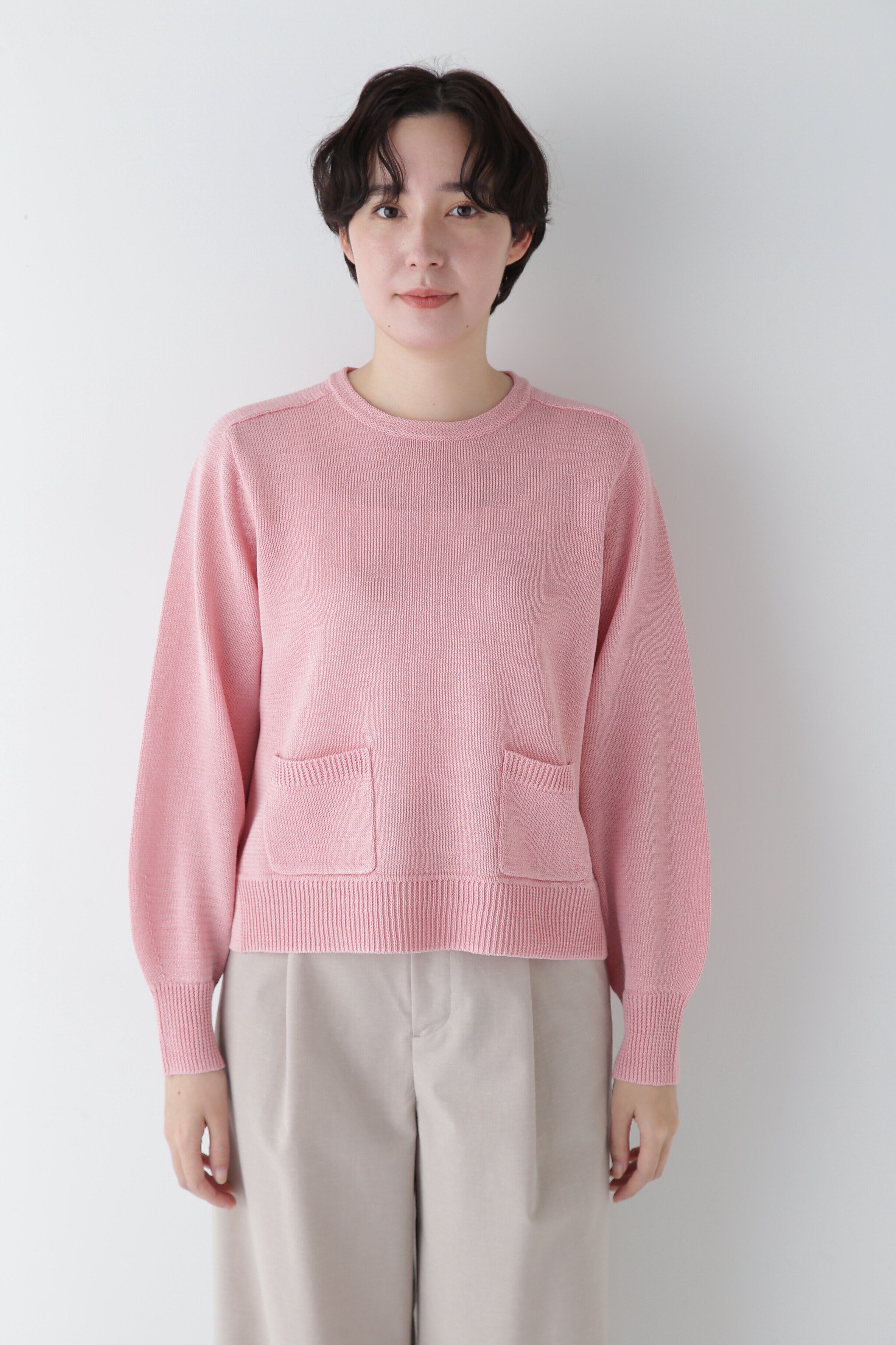  「◆【ウォッシャブル】ミドルゲージギマポケット付プルオーバー」|ニット・セーター|