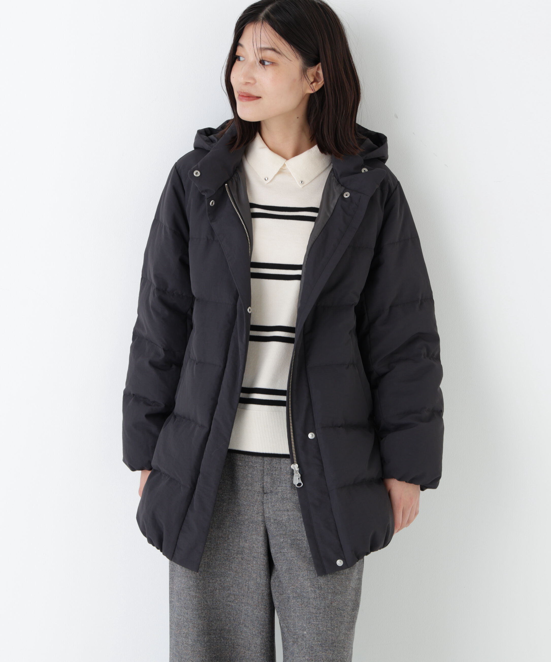  「◆フーディースタンドカラー２ｗａｙダウンコート」|その他|チャコール1