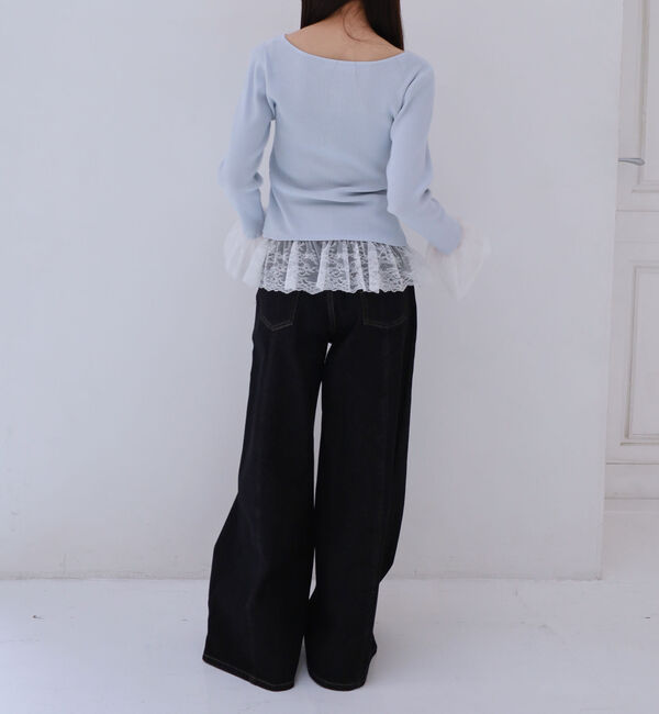 archives「レースドッキングギャザーニットカーディガン」|カーディガン|