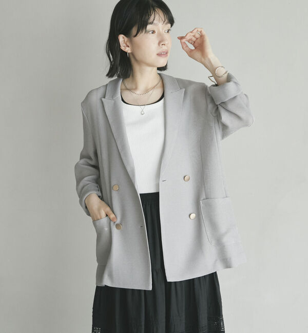 Doux archives「メッシュテーラードダブルジャケット」|テーラードジャケット|