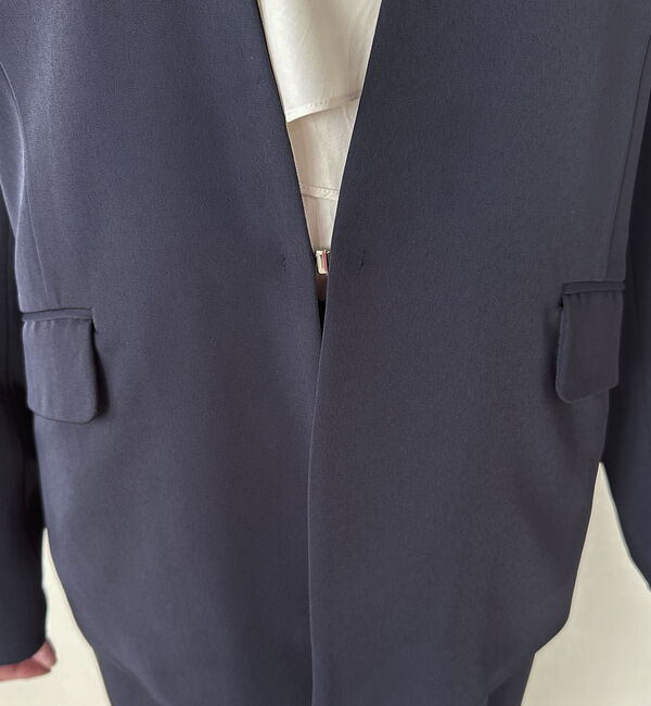 Doux archives「【セットアップ対応】ストレッチＶノーカラージャケット」|テーラードジャケット|