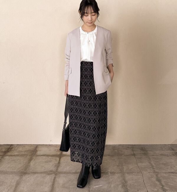 Doux archives「【セットアップ対応】ストレッチＶノーカラージャケット」|テーラードジャケット|