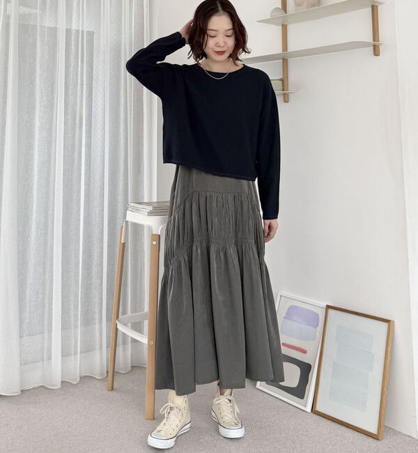 Doux archives「ニットＳＥＴティアードキャミワンピース」|ワンピース|CHARCOAL GRAY