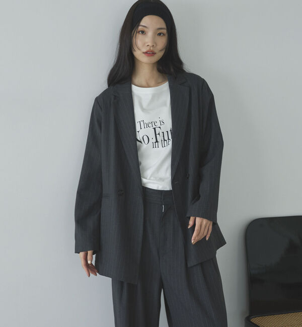 Doux archives「ストライプダブルテーラードジャケット」|テーラードジャケット|CHARCOAL GRAY