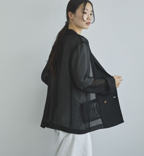 Doux archives「【ロングシーズンHIT ITEM】メッシュテーラードダブルジャケット」|テーラードジャケット|