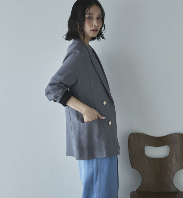 Doux archives「【ロングシーズンHIT ITEM】メッシュテーラードダブルジャケット」|テーラードジャケット|