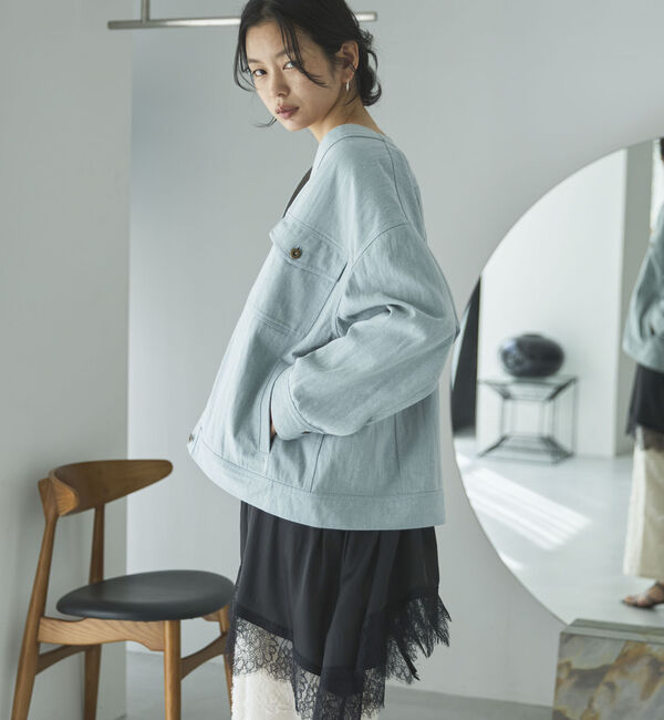 Doux archives「Ｖ開きオーバージャケット」|テーラードジャケット|