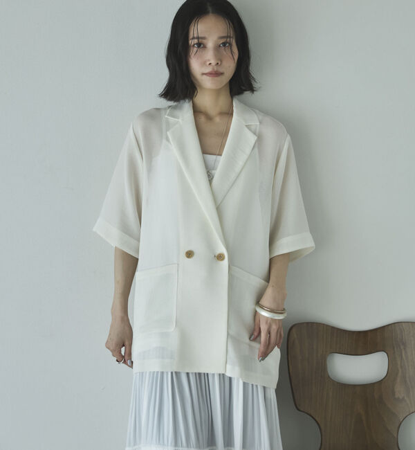 Doux archives「メッシュ半袖ジャケット」|テーラードジャケット|